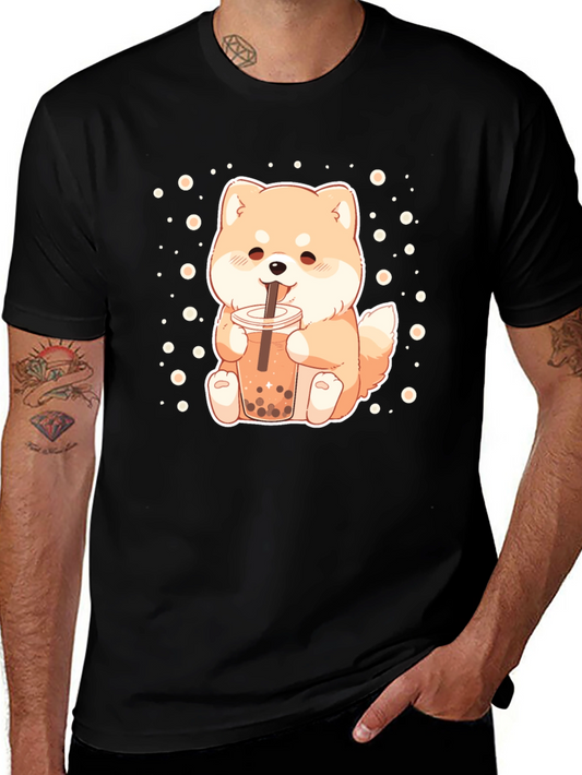 Cute Shiba Inu Boba Tea Graphic T-Shirt