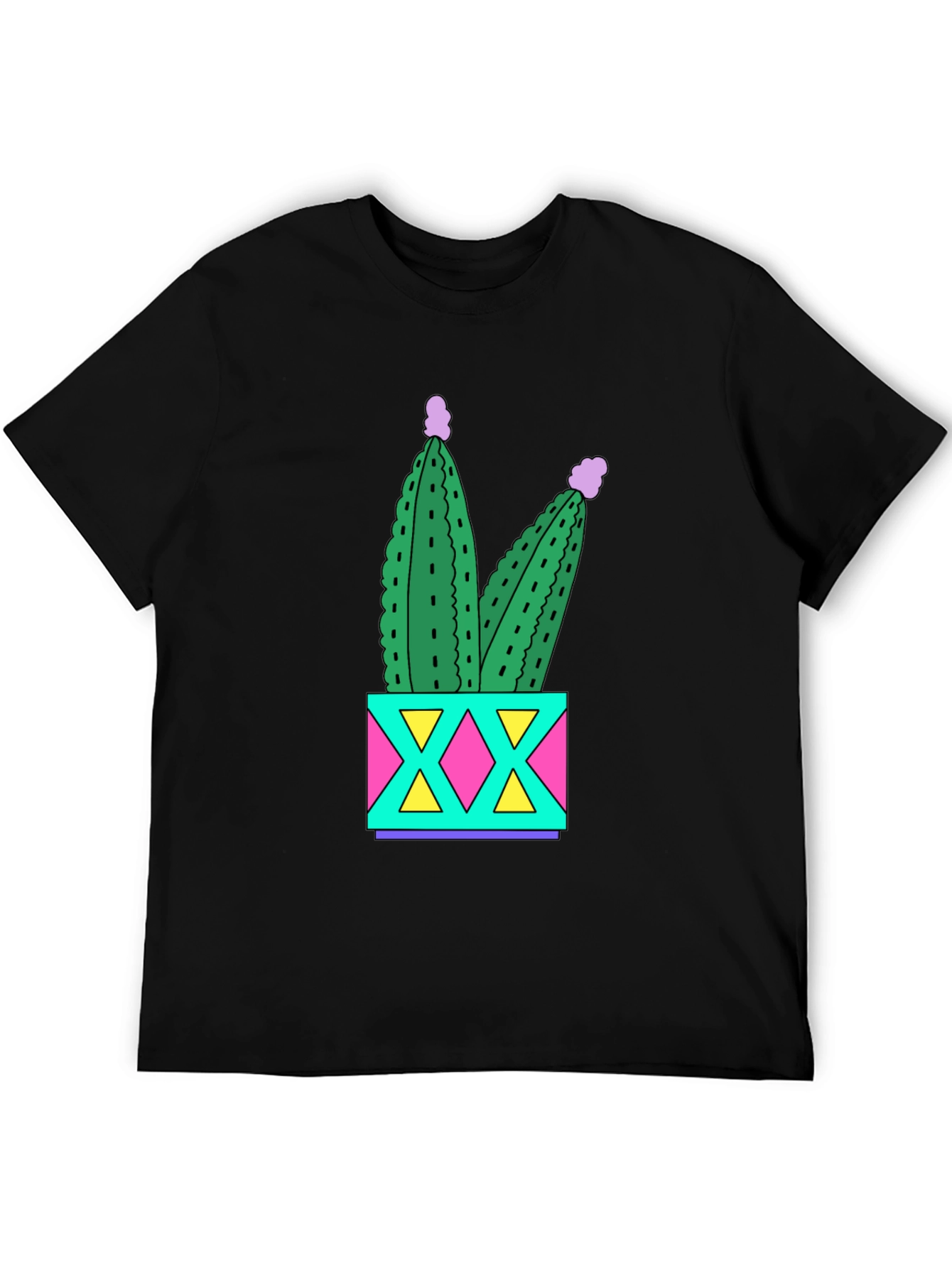 Fun Cactus T-Shirt - Black Cotton Graphic Tee