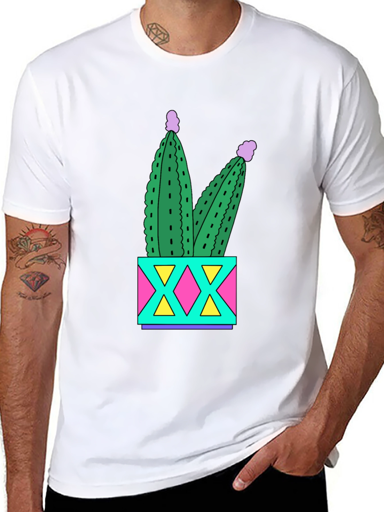 Fun Cactus T-Shirt - Black Cotton Graphic Tee