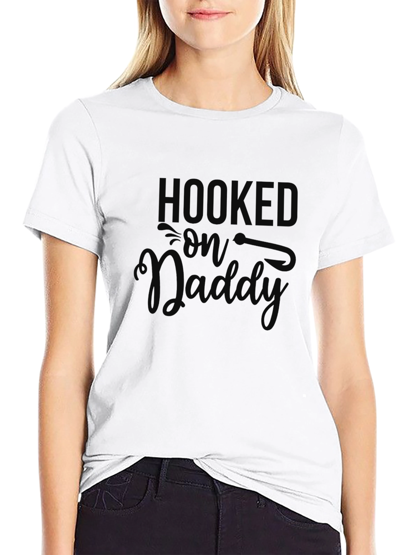 Hooked on Daddy Black Graphic Tee Shirt