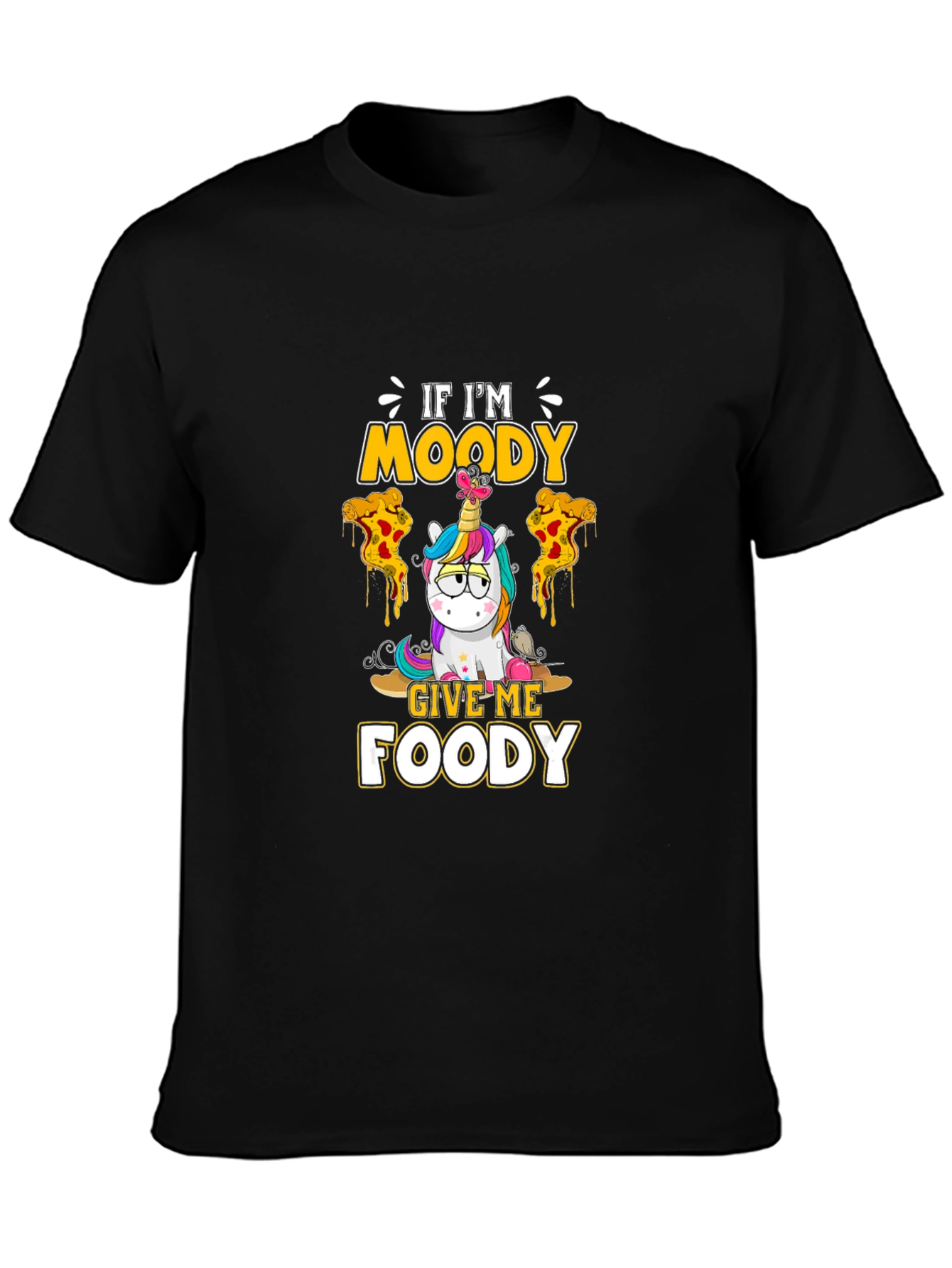 Moody Foody Unicorn Black T-Shirt