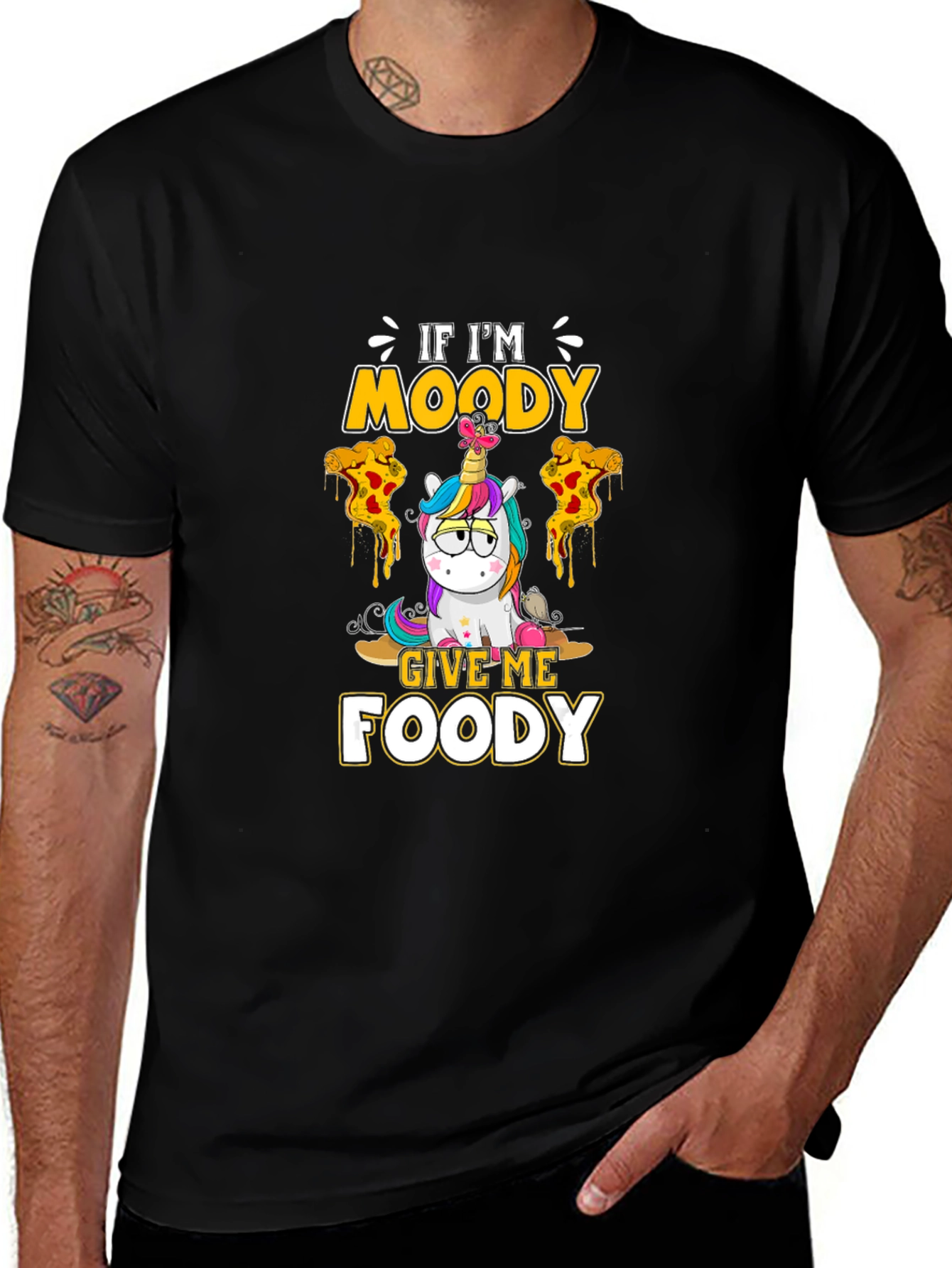 Moody Foody Unicorn Black T-Shirt