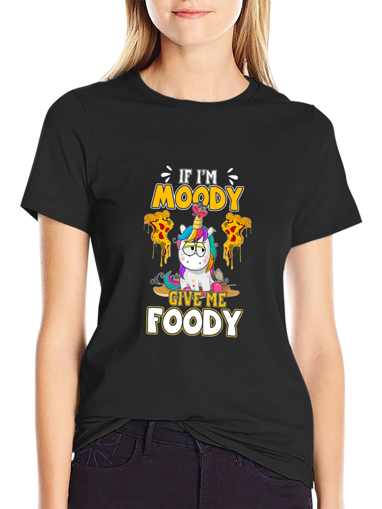 Moody Foody Unicorn Black T-Shirt