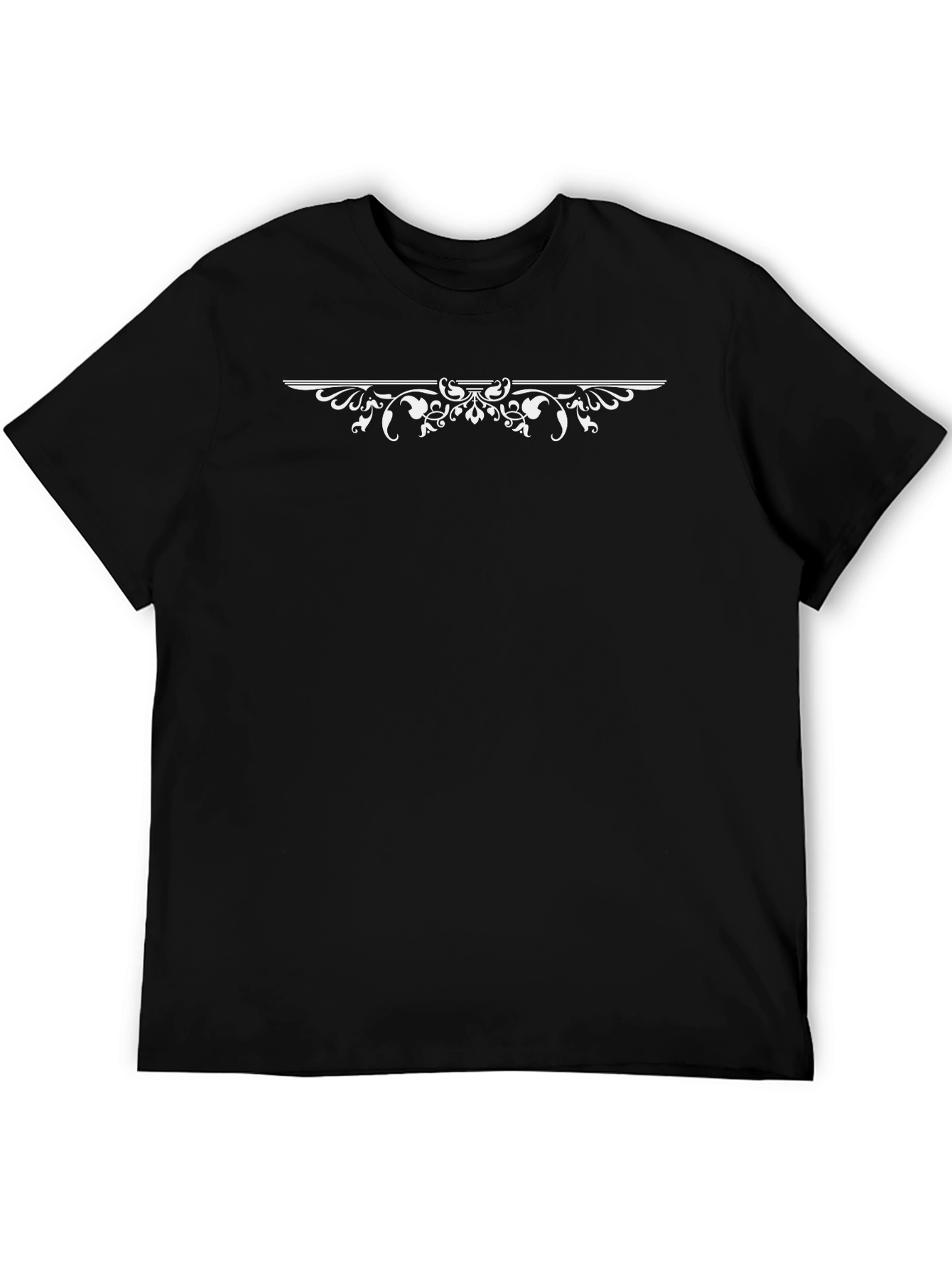 Elegant Black T-Shirt with Ornamental Design