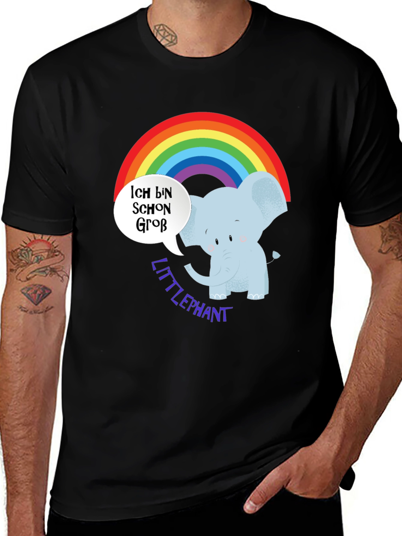 Cute Elephant Rainbow T-Shirt - Little Elephant Design