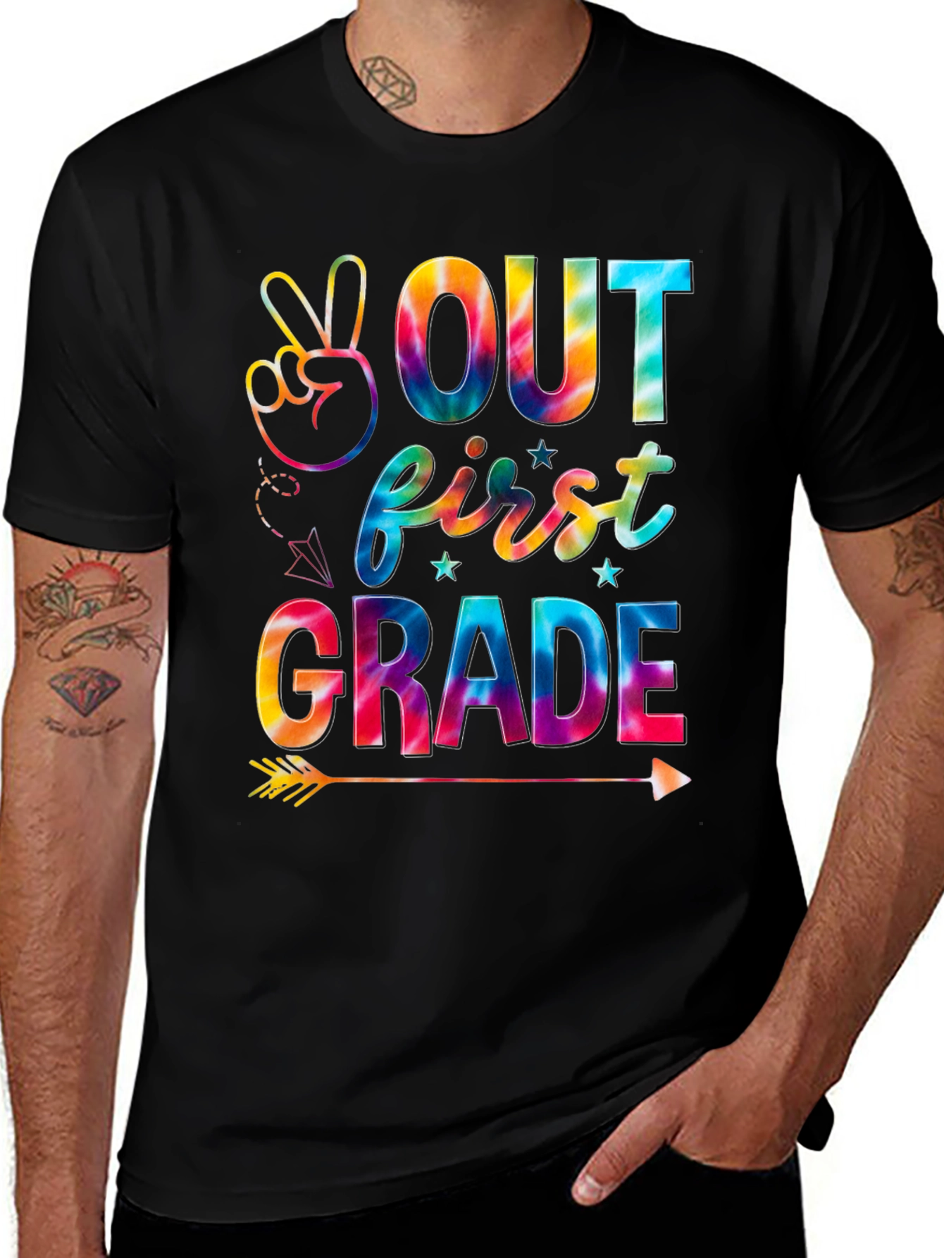 Peace Out First Grade Tie-Dye T-Shirt