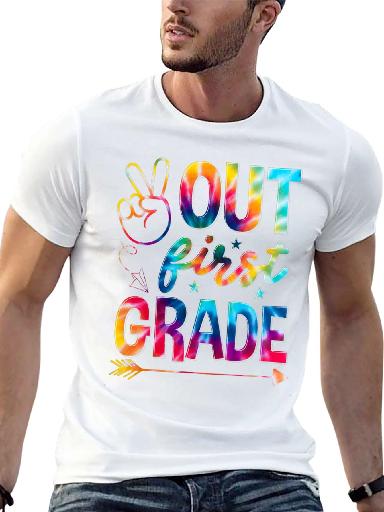 Peace Out First Grade Tie-Dye T-Shirt
