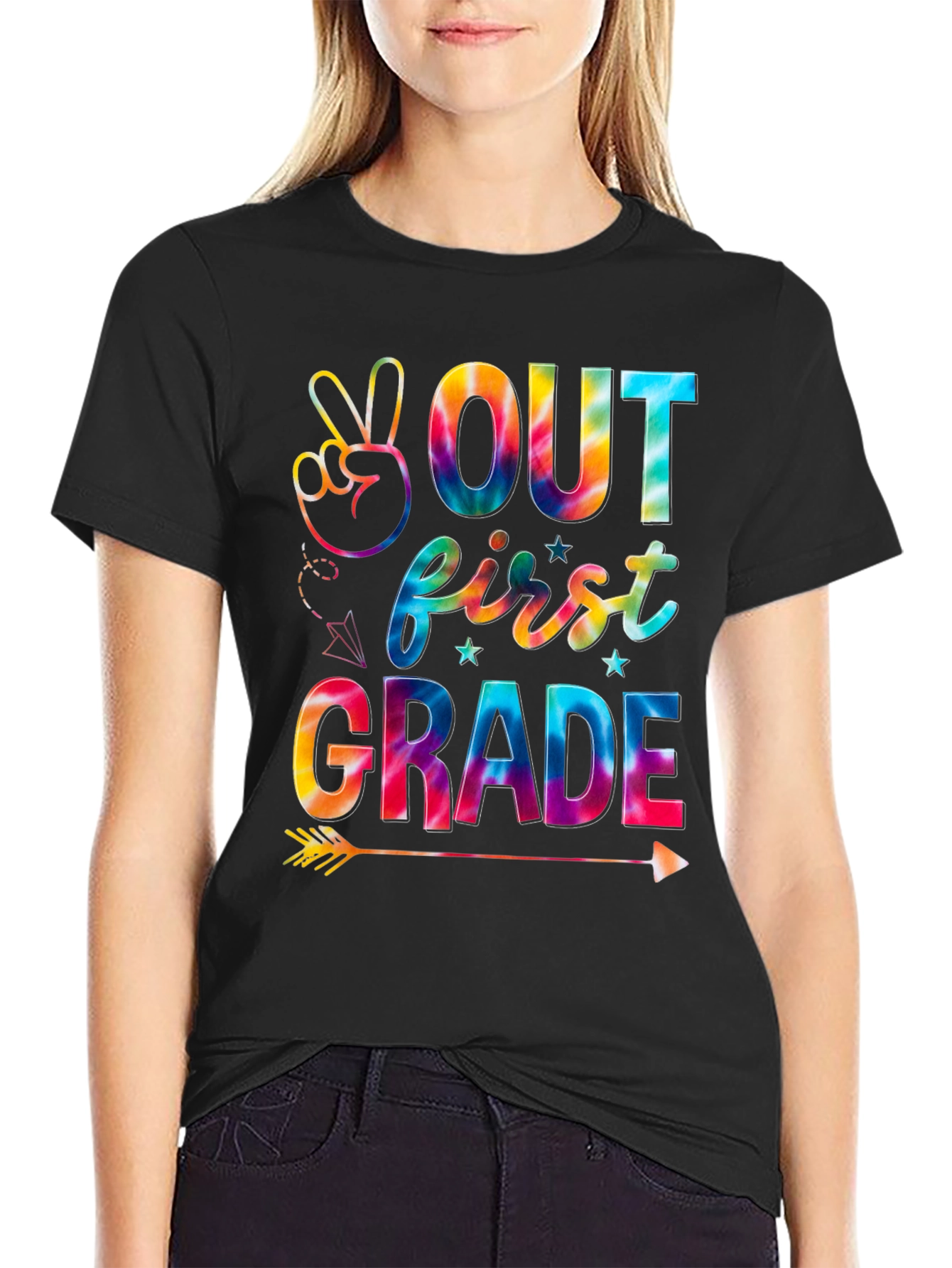 Peace Out First Grade Tie-Dye T-Shirt