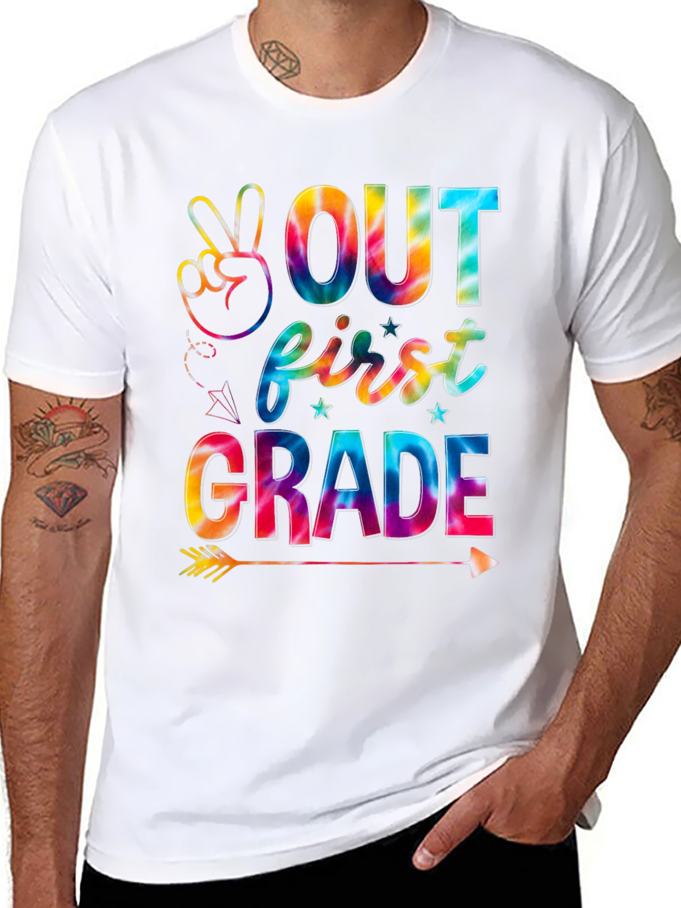 Peace Out First Grade Tie-Dye T-Shirt