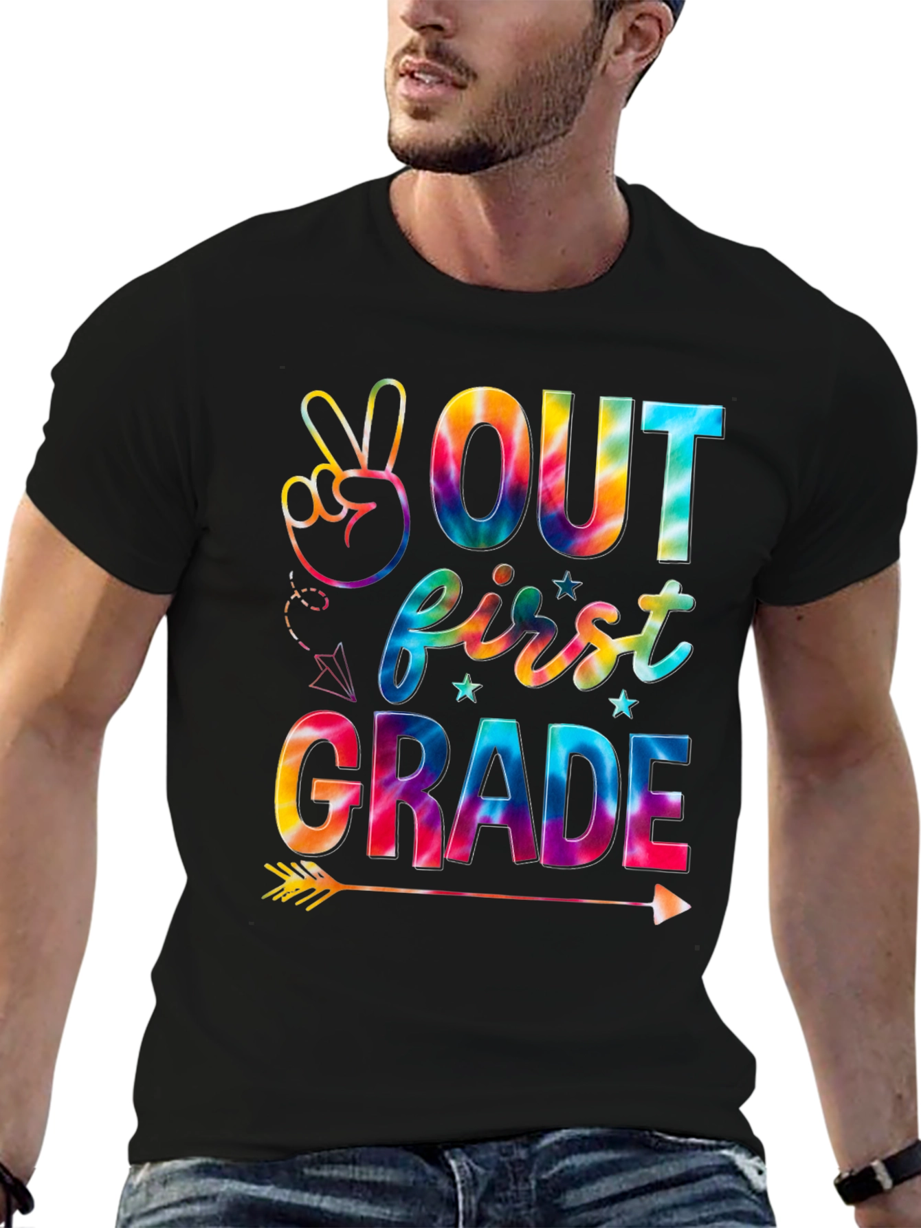 Peace Out First Grade Tie-Dye T-Shirt