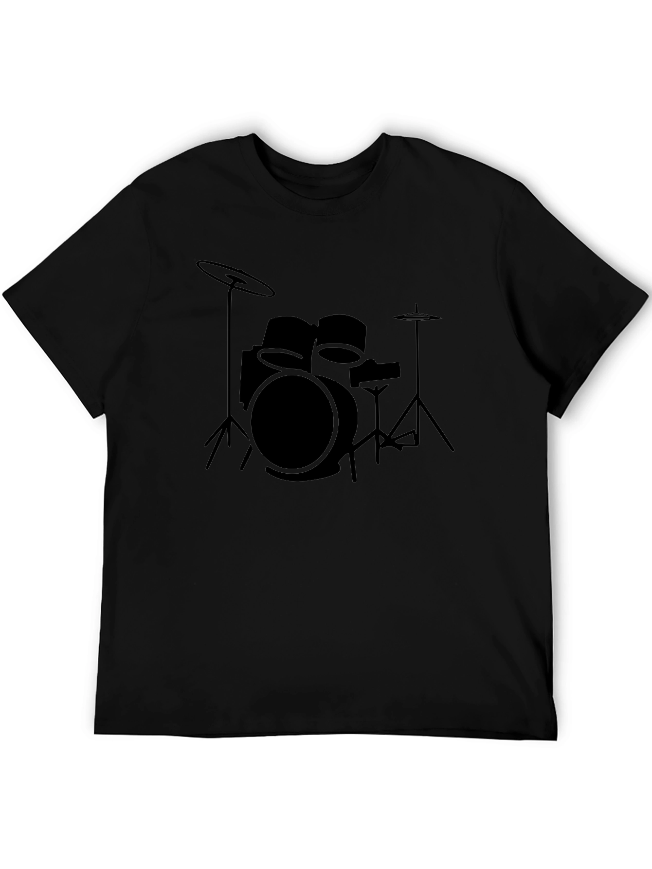 Drum Kit Graphic Print Black T-Shirt
