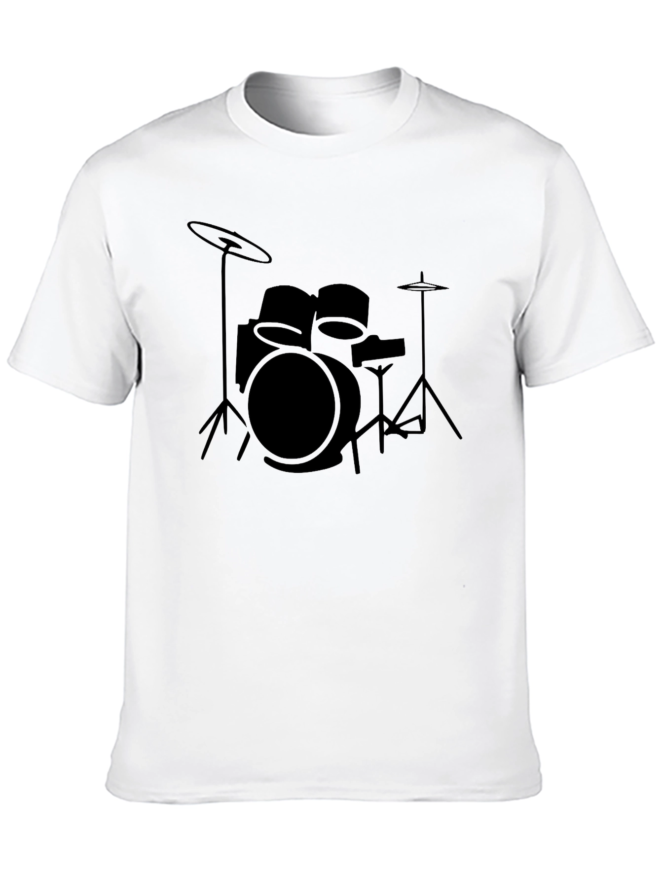 Drum Kit Graphic Print Black T-Shirt