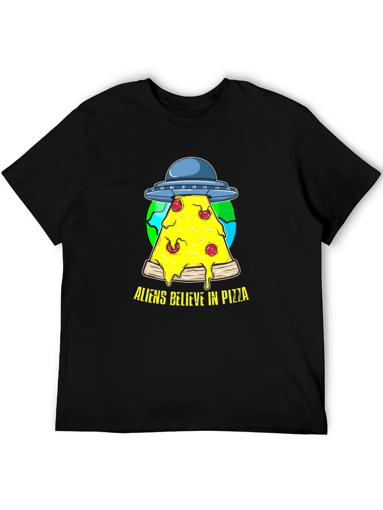 Aliens Believe in Pizza Graphic Tee