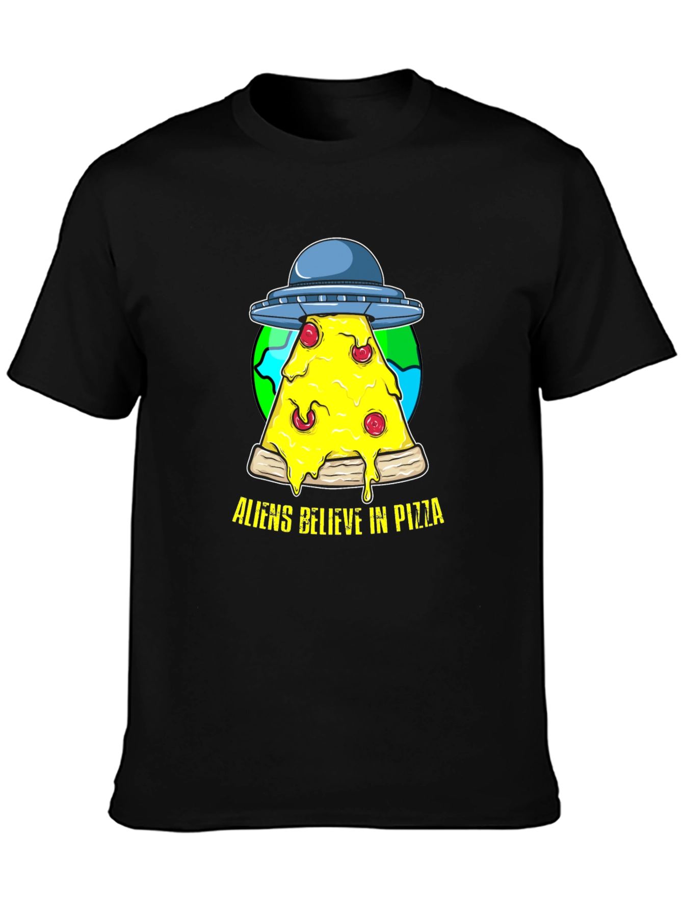 Aliens Believe in Pizza Graphic Tee