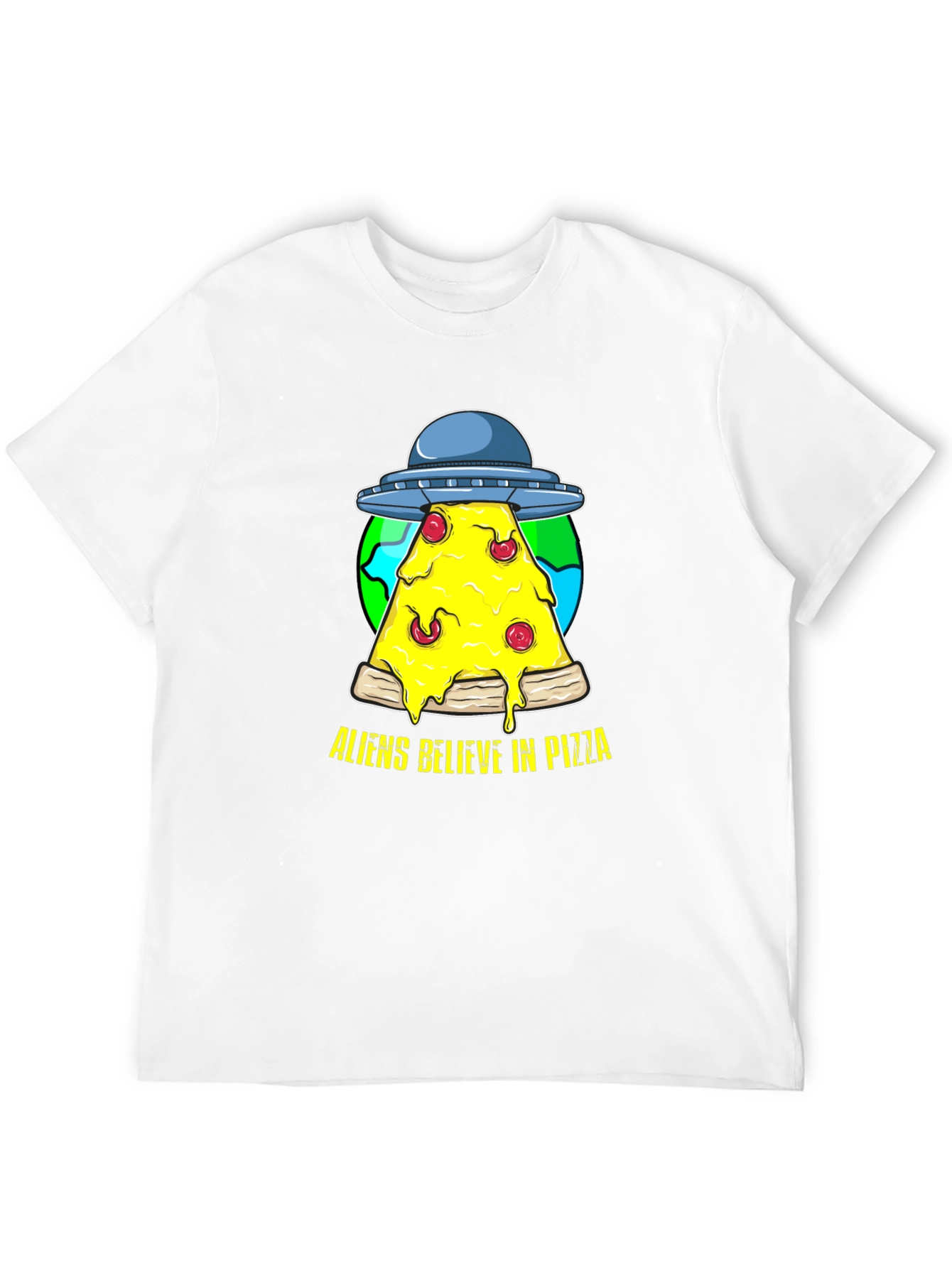 Aliens Believe in Pizza Graphic Tee