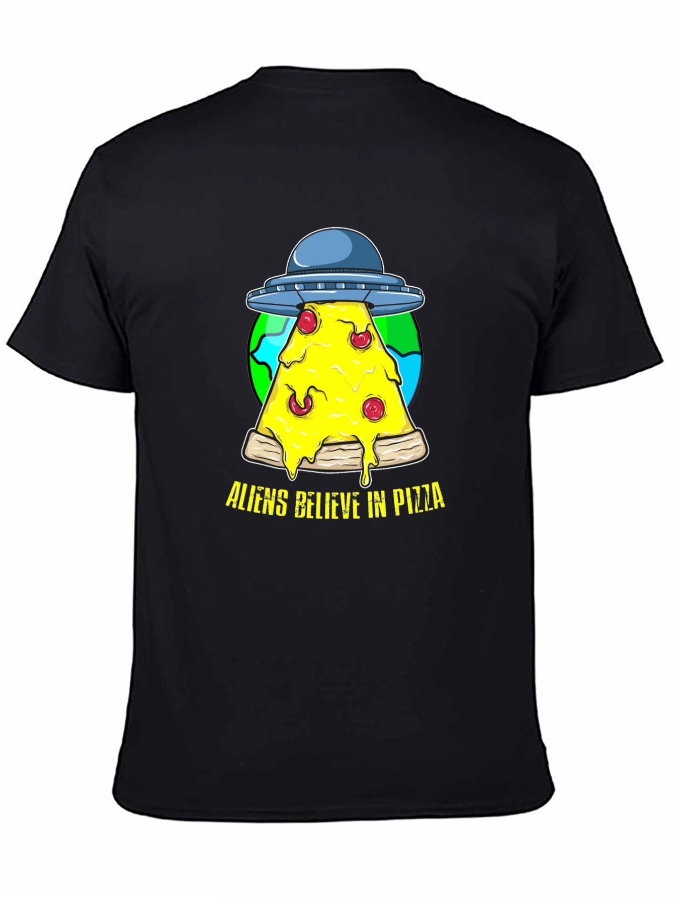 Aliens Believe in Pizza Graphic Tee
