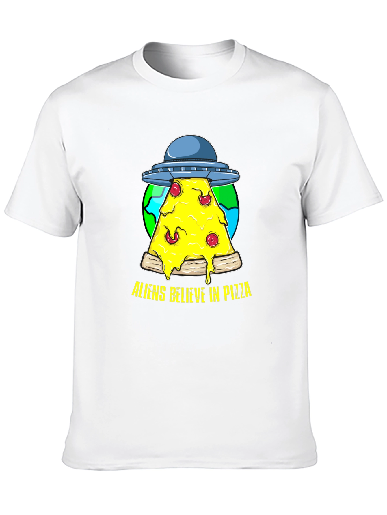 Aliens Believe in Pizza Graphic Tee