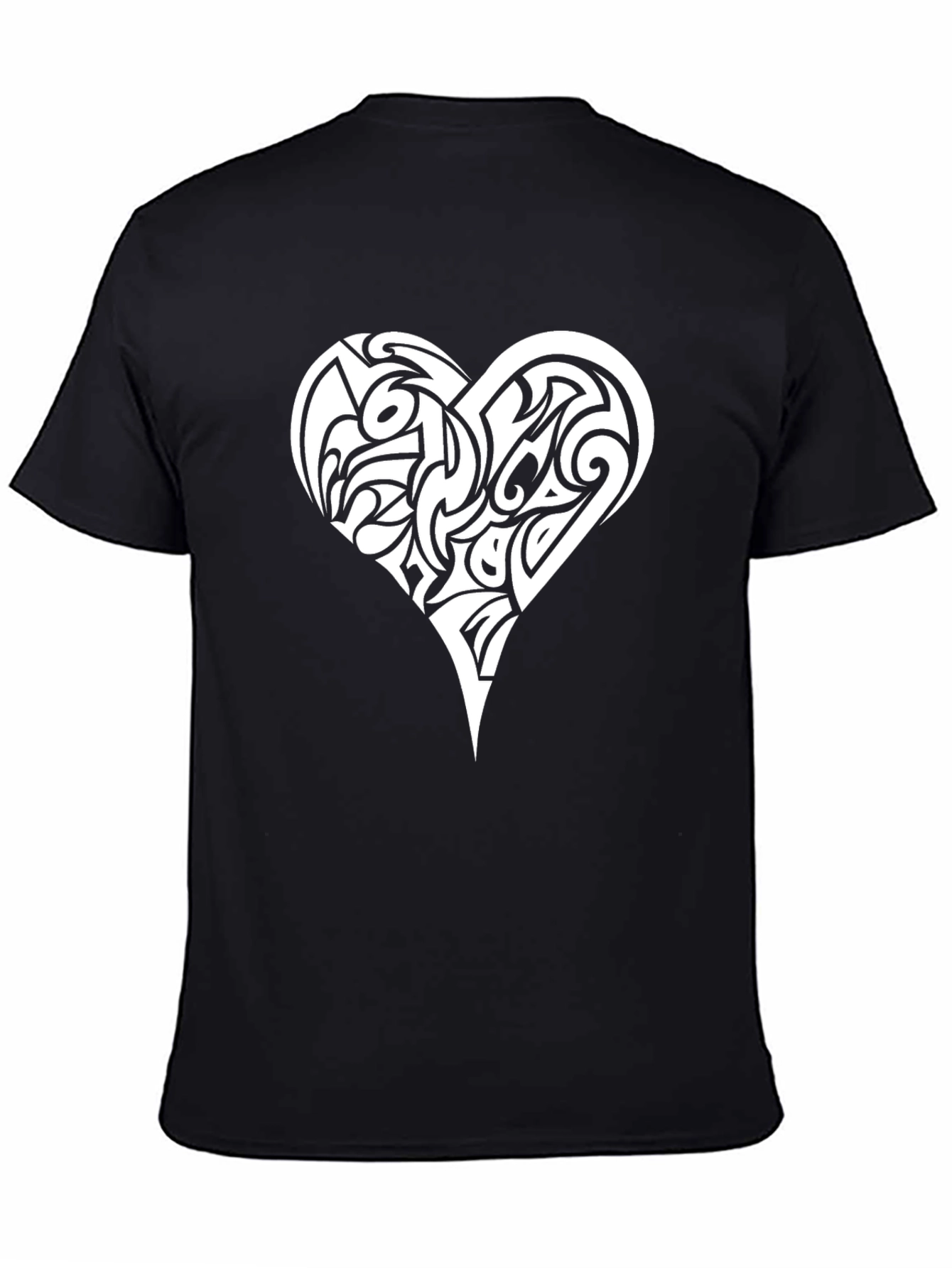 Tribal Heart Graphic Tee - Black Cotton T-Shirt