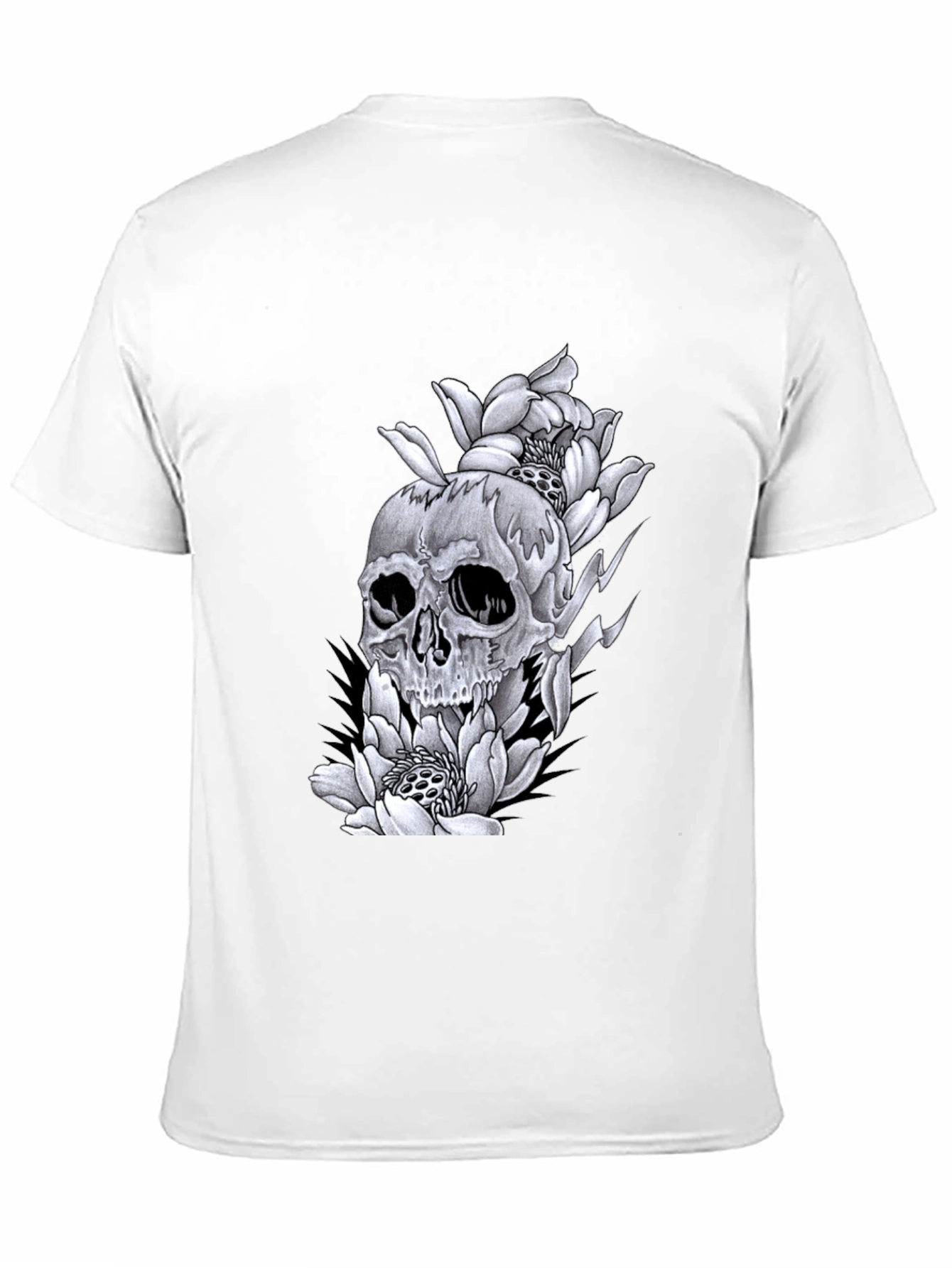 Skull & Flowers Graphic Tee - Black