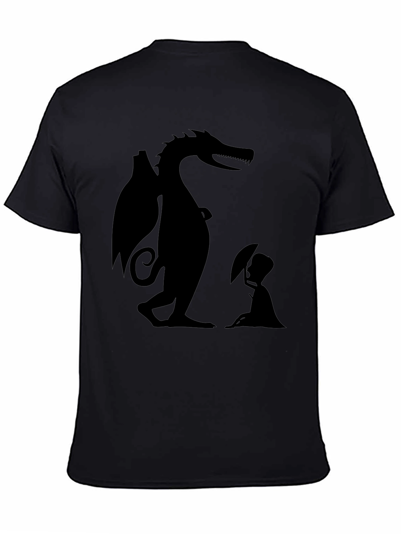 Dragon and Boy Graphic Tee - Black Cotton Blend