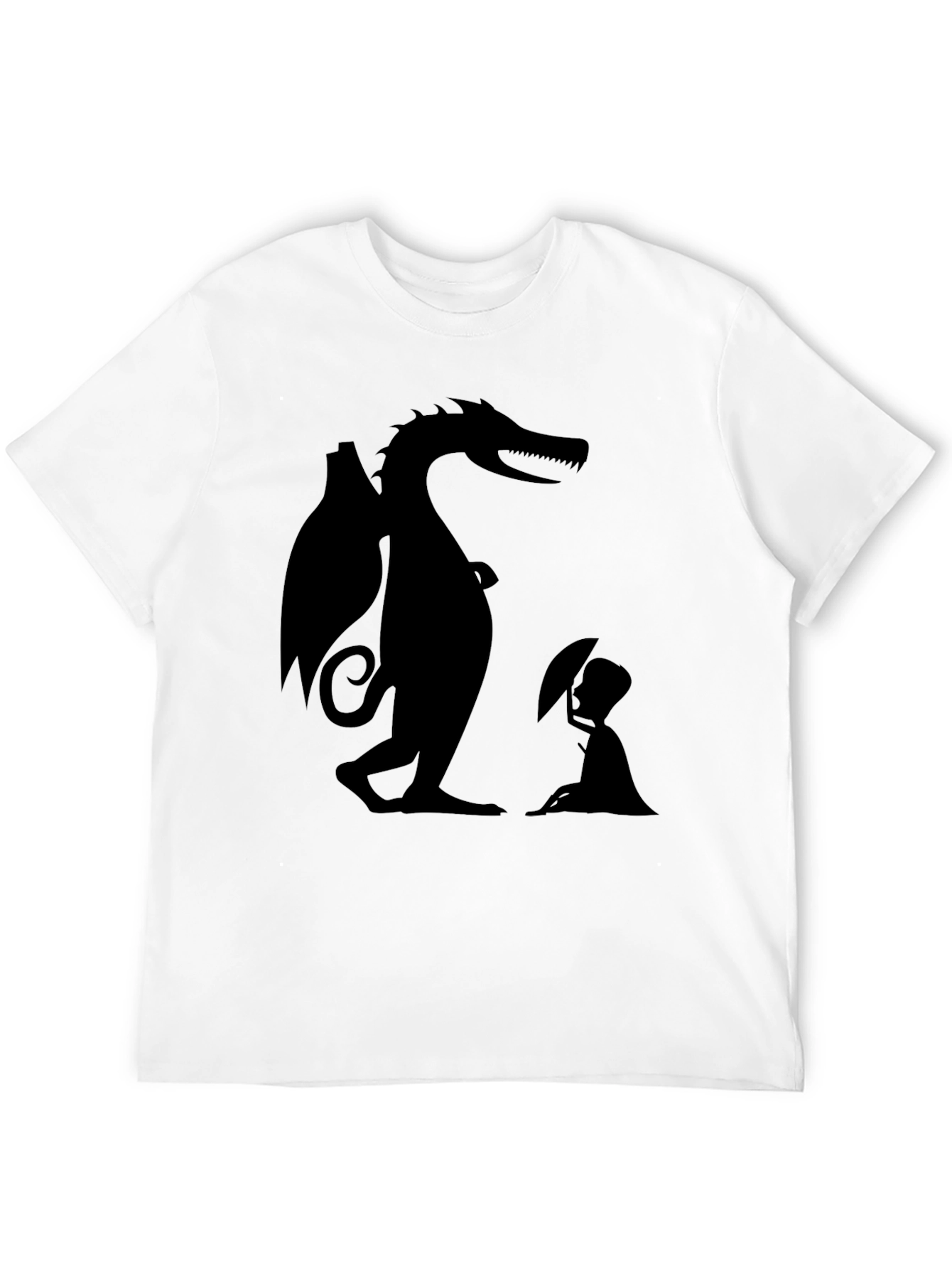 Dragon and Boy Graphic Tee - Black Cotton Blend