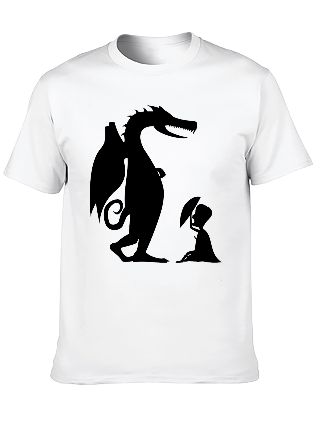 Dragon and Boy Graphic Tee - Black Cotton Blend