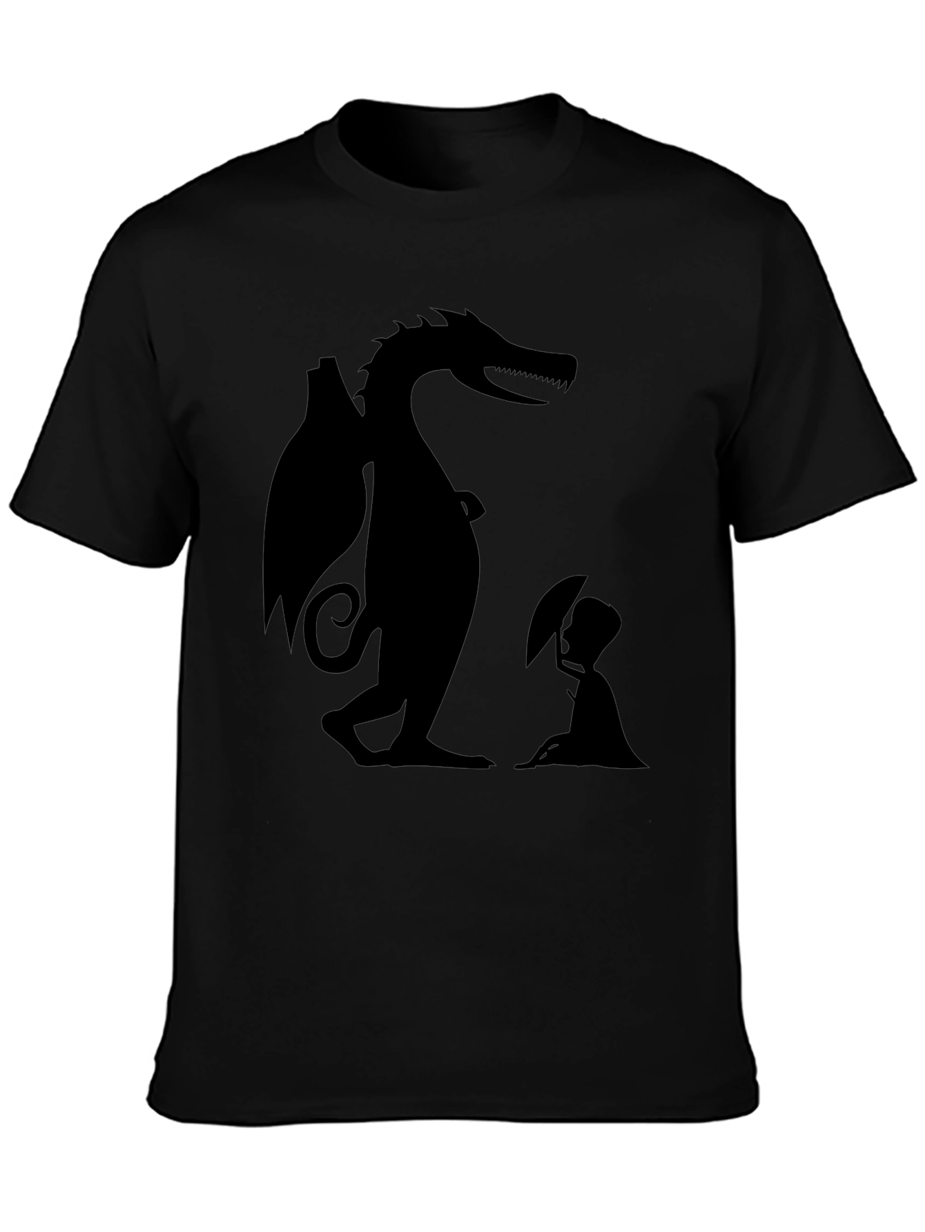 Dragon and Boy Graphic Tee - Black Cotton Blend