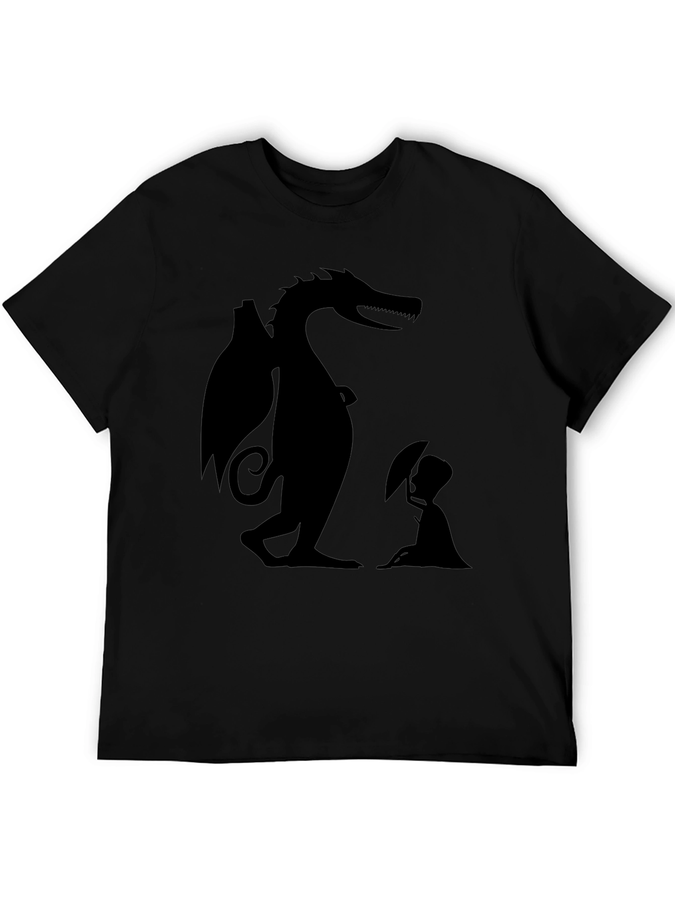 Dragon and Boy Graphic Tee - Black Cotton Blend