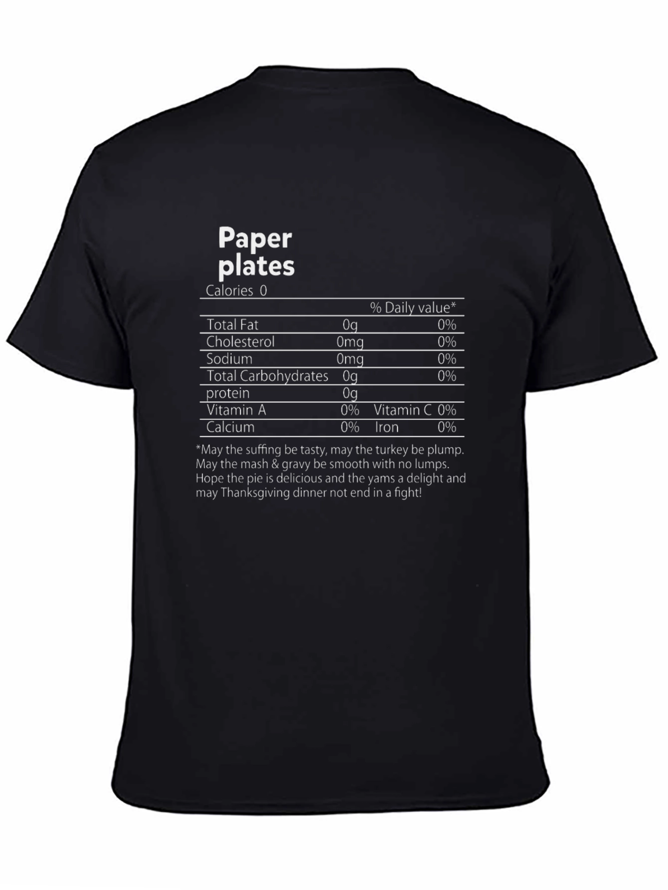 Thanksgiving Dinner Nutrition Facts Funny T-Shirt