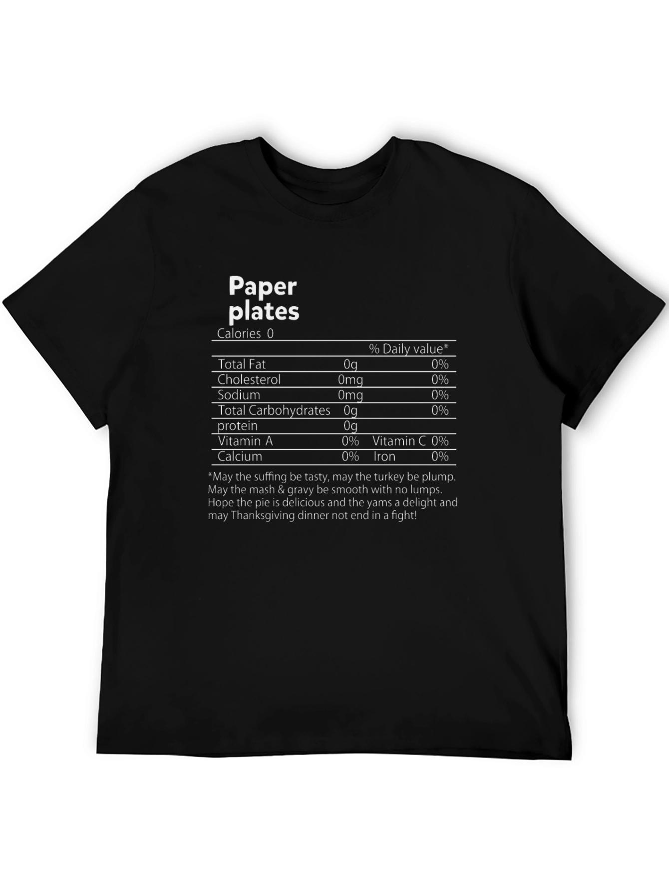 Thanksgiving Dinner Nutrition Facts Funny T-Shirt