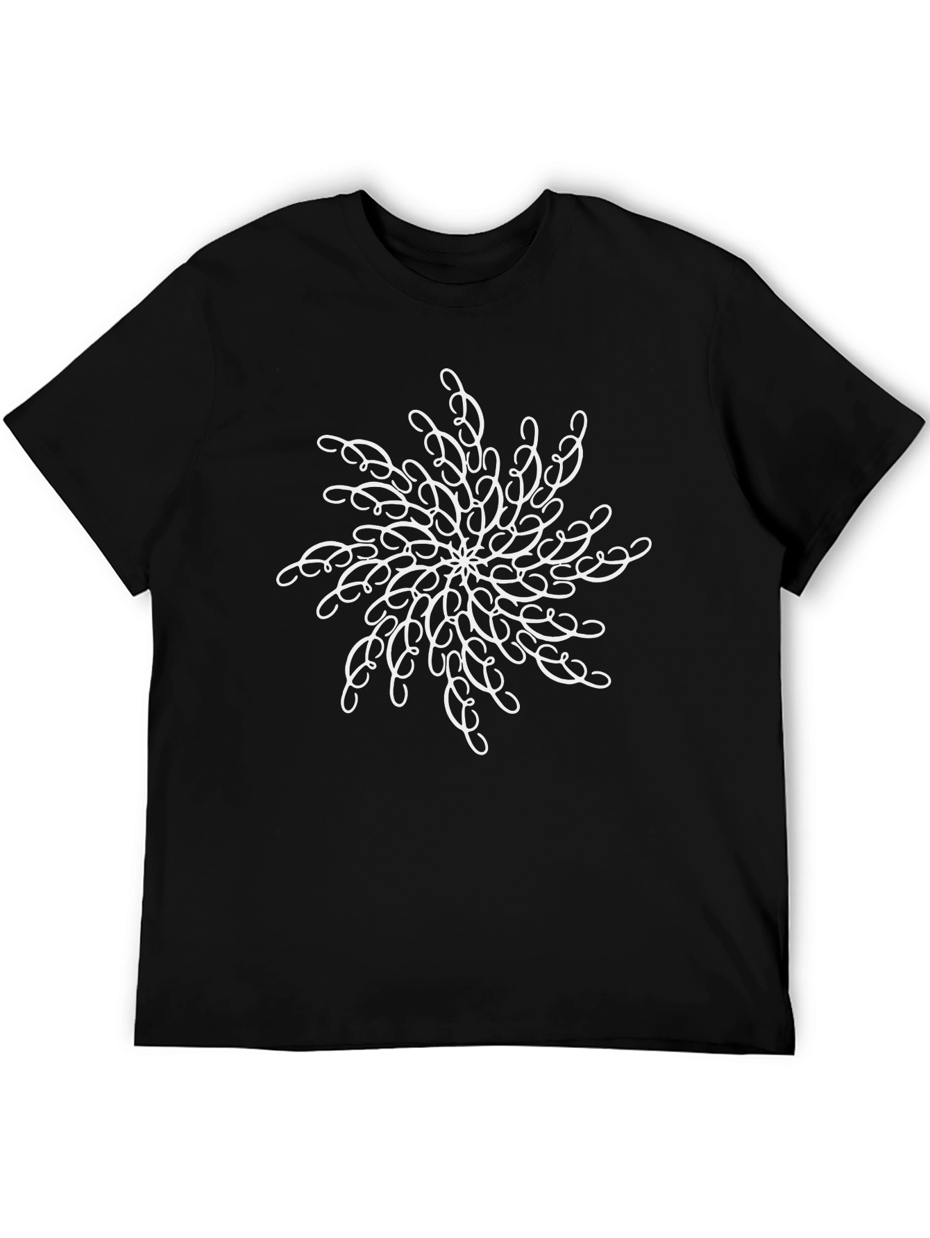 Stylish Black Tee with Swirl Design