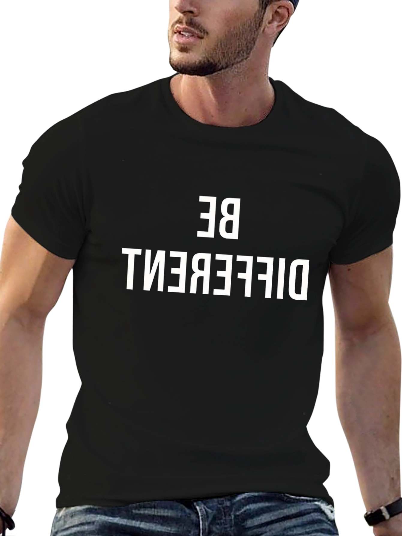 Be Different Graphic Print Tee - Black