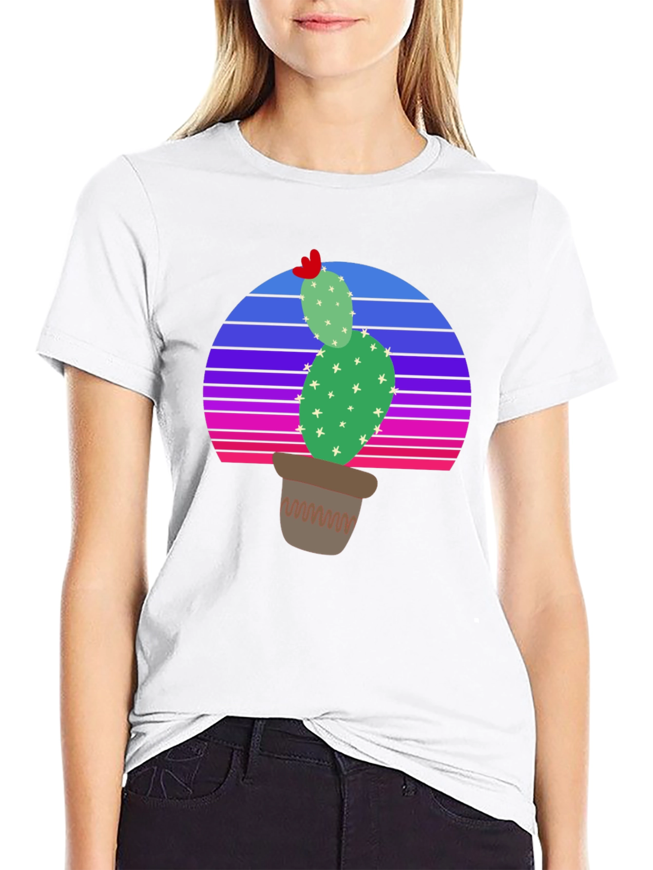 Cactus Sunset T-Shirt - Retro Style Desert Tee
