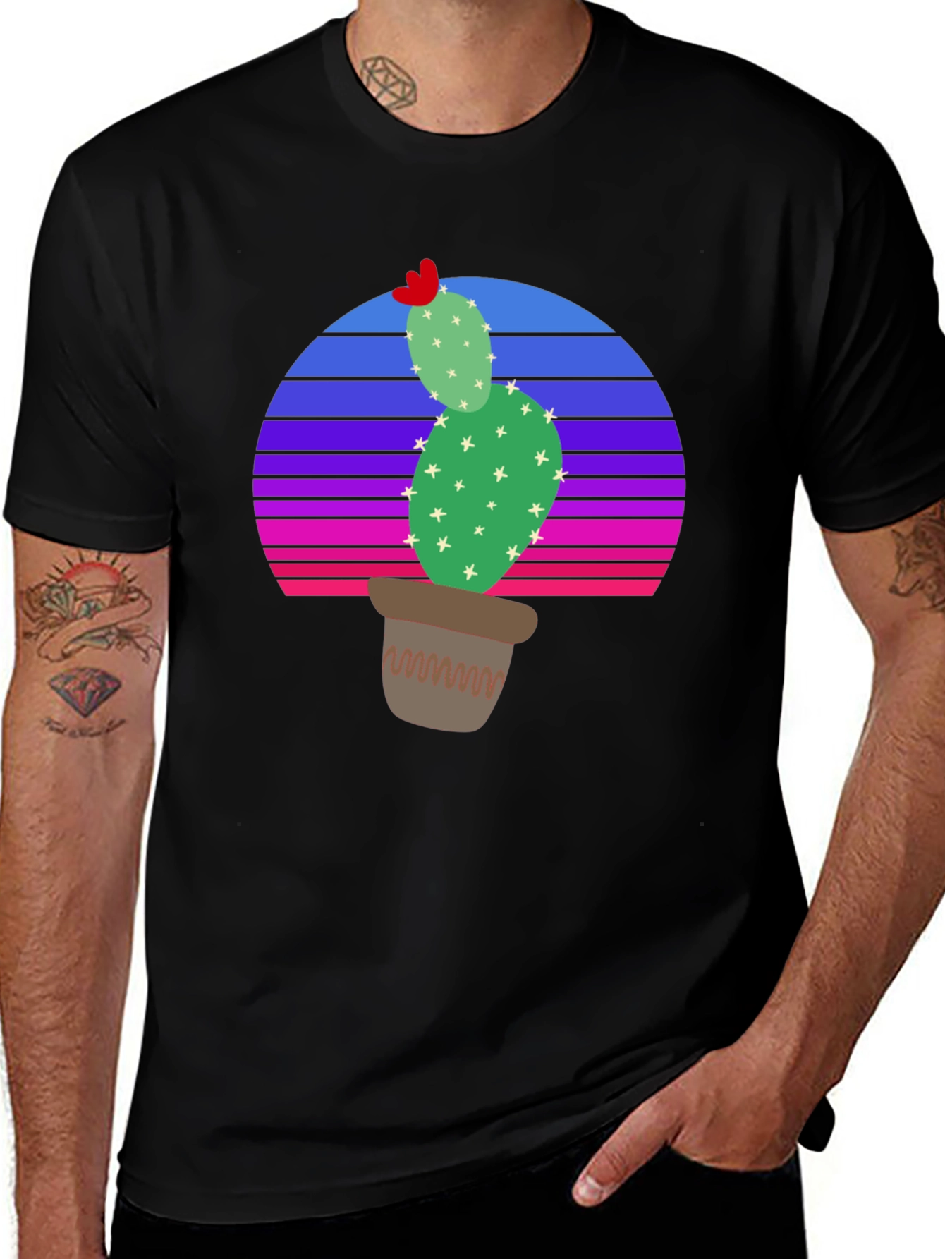 Cactus Sunset T-Shirt - Retro Style Desert Tee