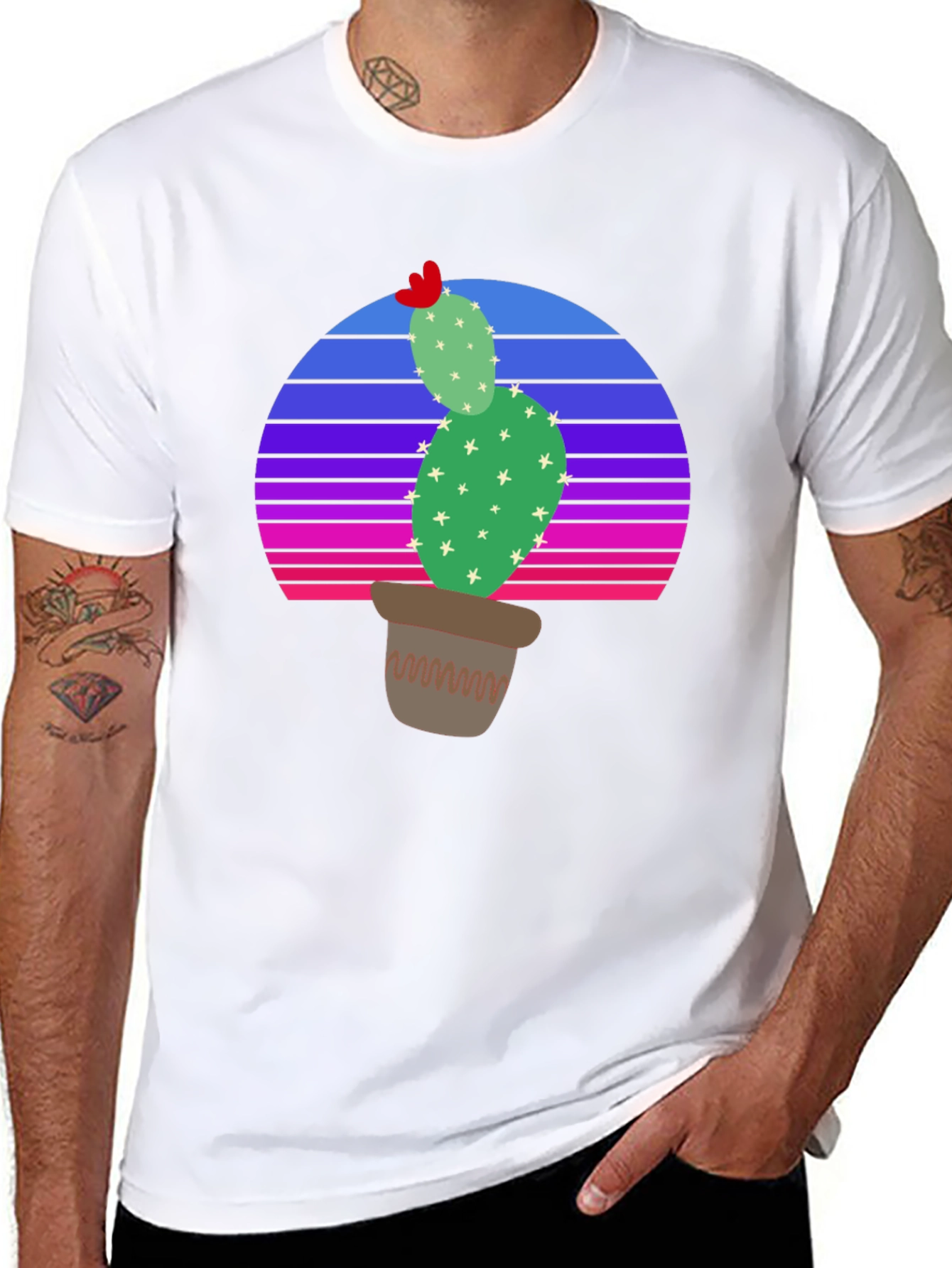 Cactus Sunset T-Shirt - Retro Style Desert Tee