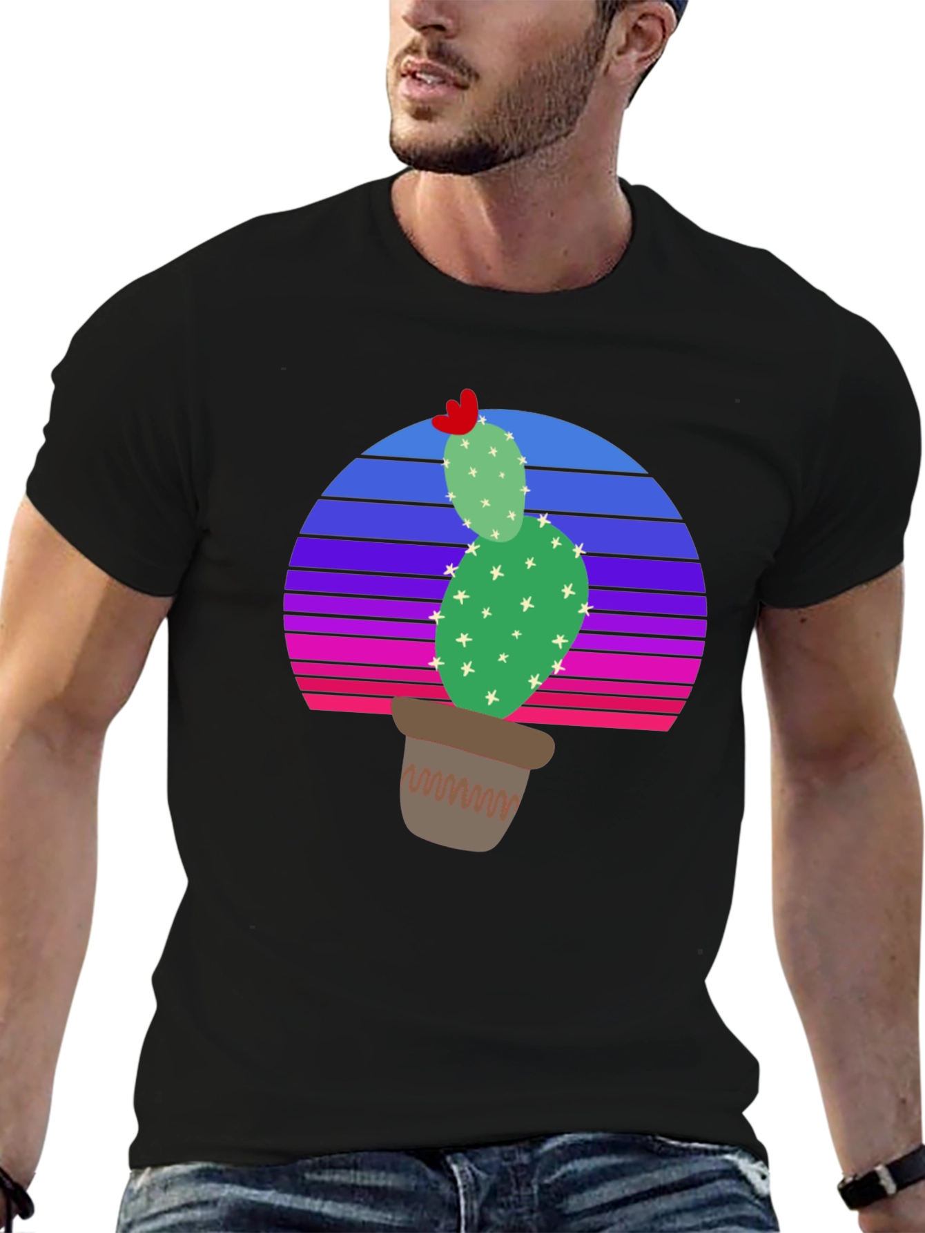 Cactus Sunset T-Shirt - Retro Style Desert Tee