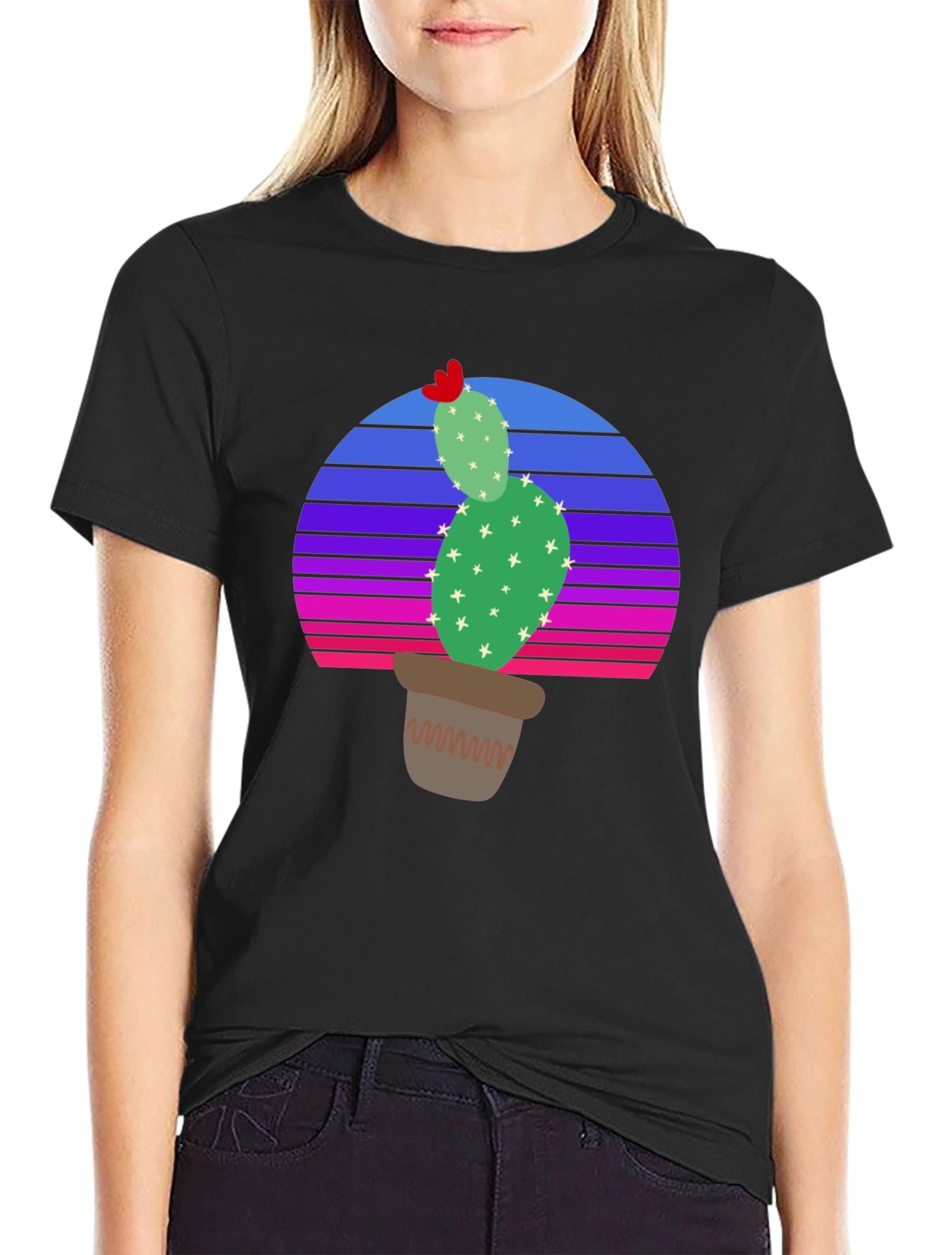 Cactus Sunset T-Shirt - Retro Style Desert Tee