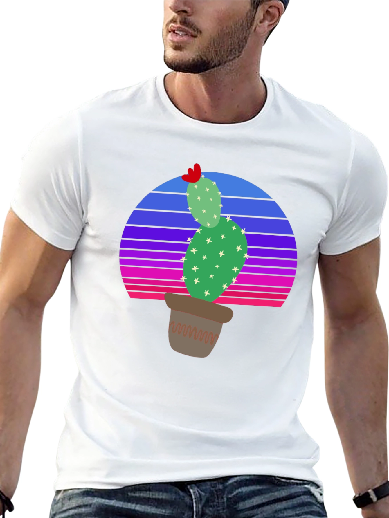 Cactus Sunset T-Shirt - Retro Style Desert Tee