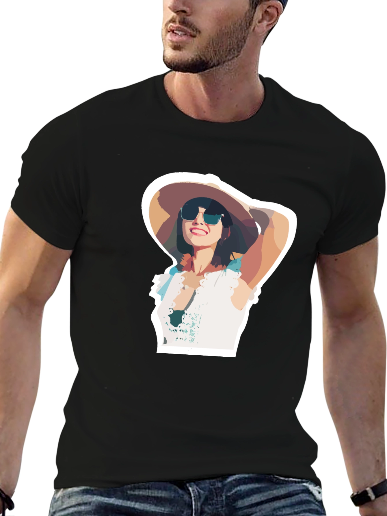 Stylish Woman Graphic Black T-Shirt