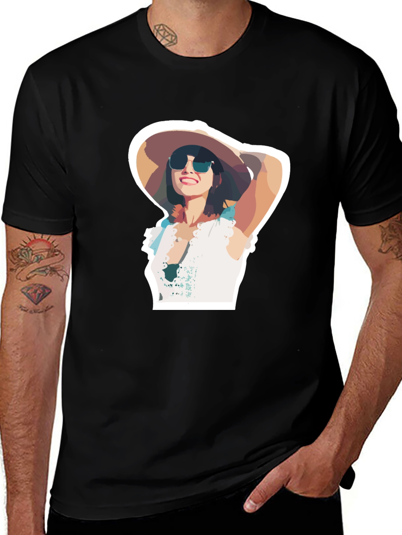Stylish Woman Graphic Black T-Shirt