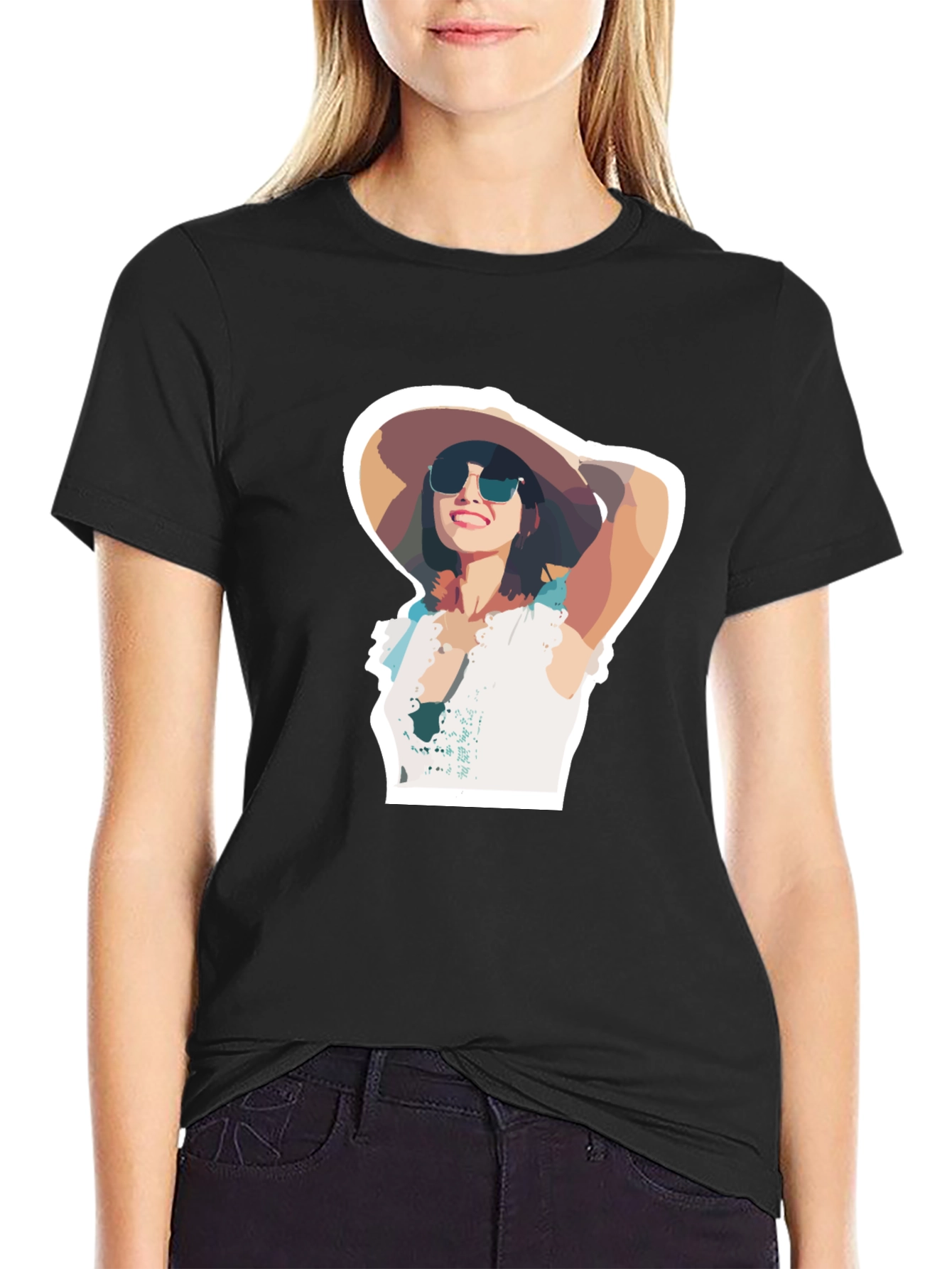 Stylish Woman Graphic Black T-Shirt