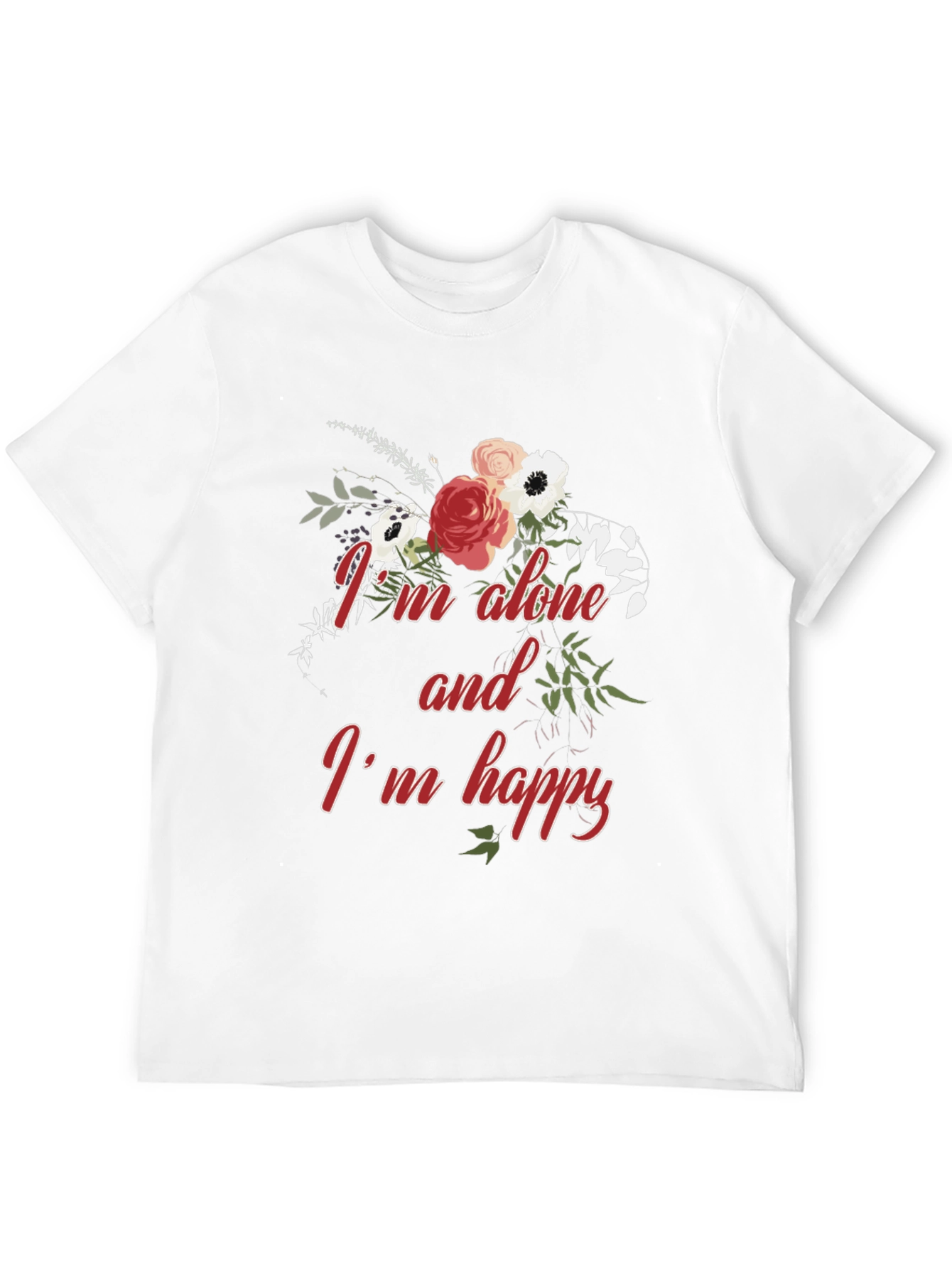 Alone and Happy Floral Graphic Tee - Black
