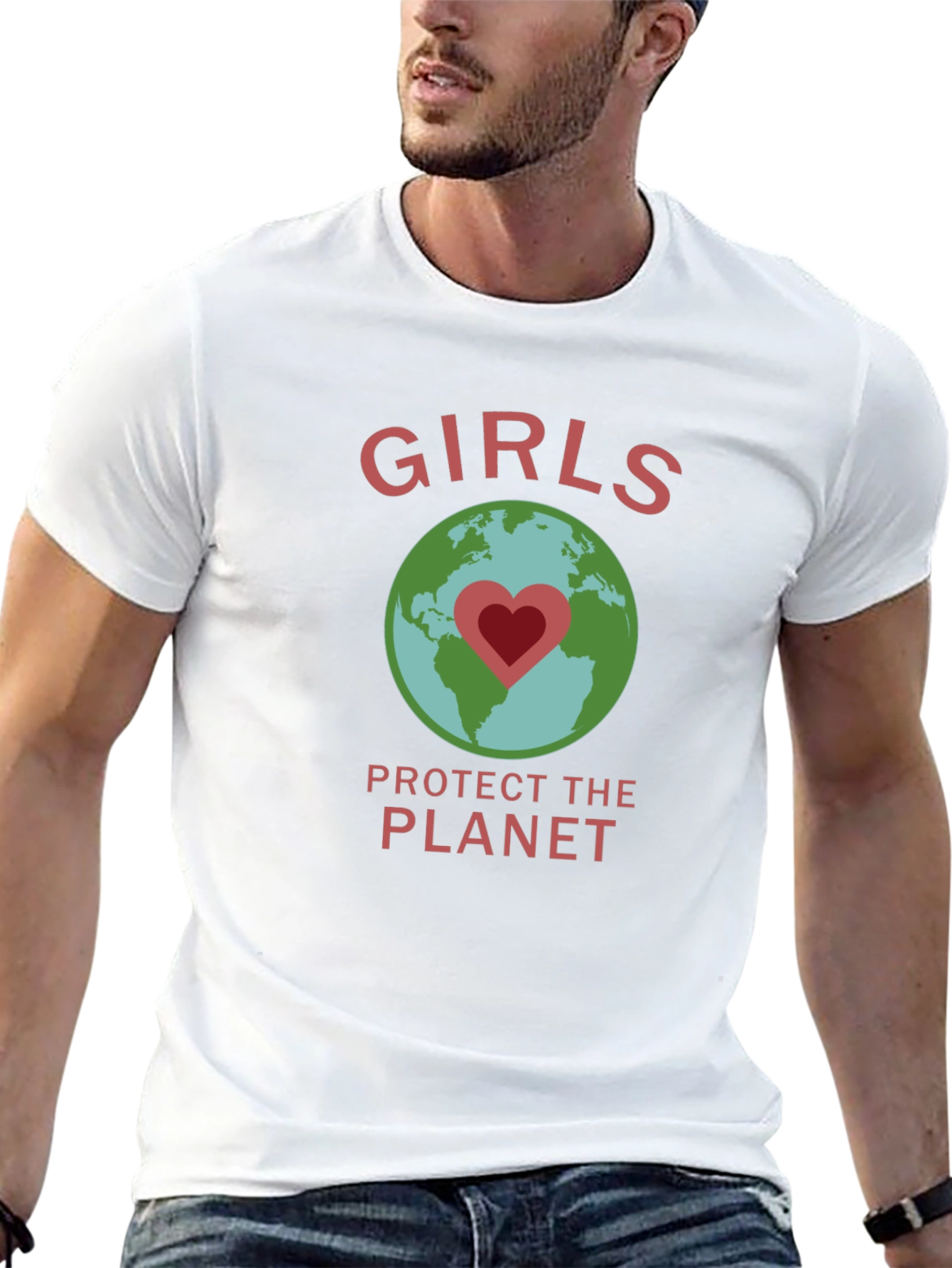 Girls Protect the Planet Earth Heart Graphic T-Shirt