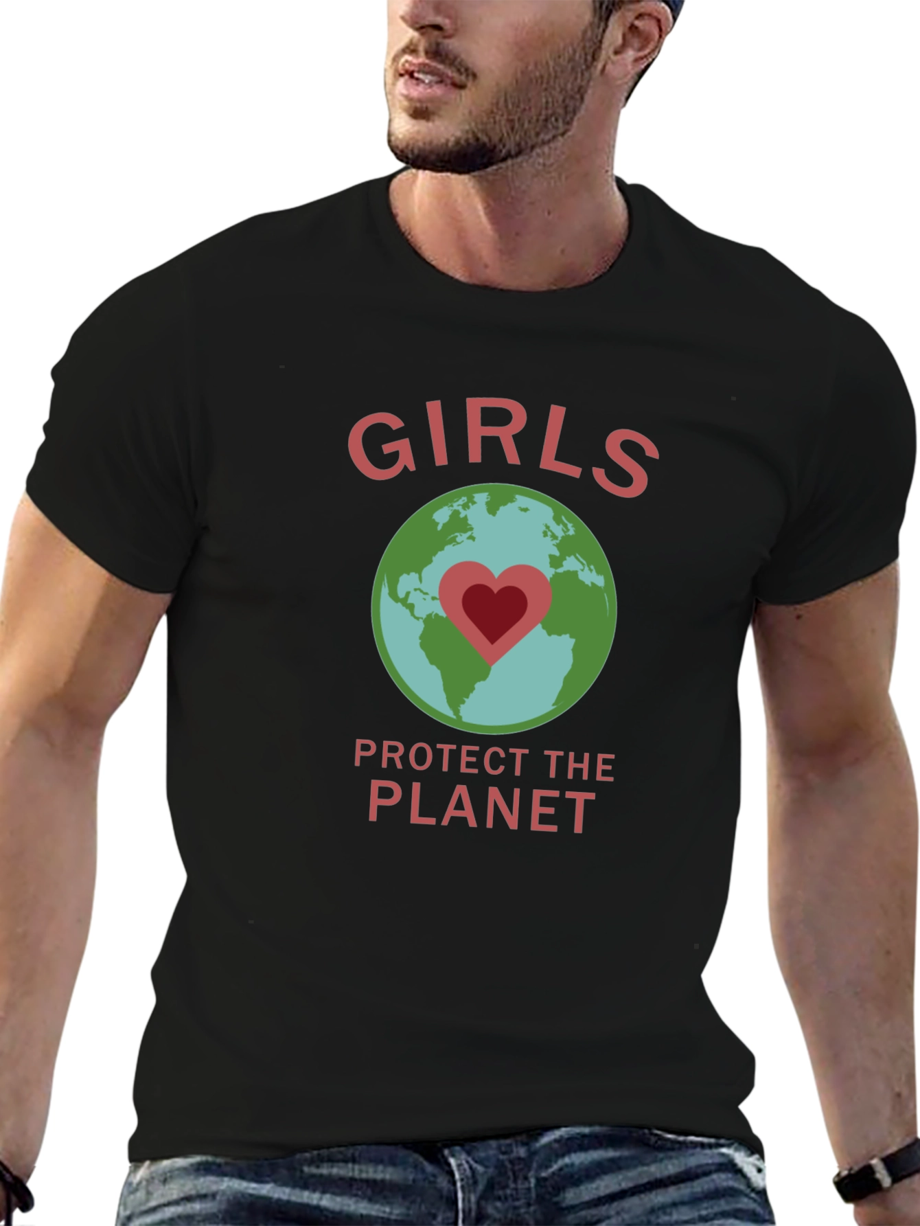 Girls Protect the Planet Earth Heart Graphic T-Shirt