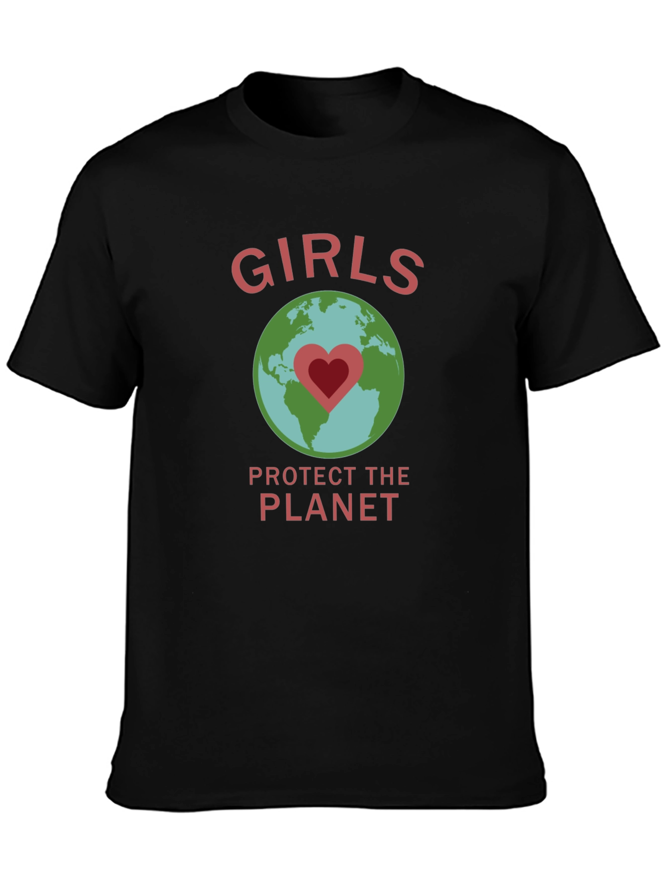Girls Protect the Planet Earth Heart Graphic T-Shirt