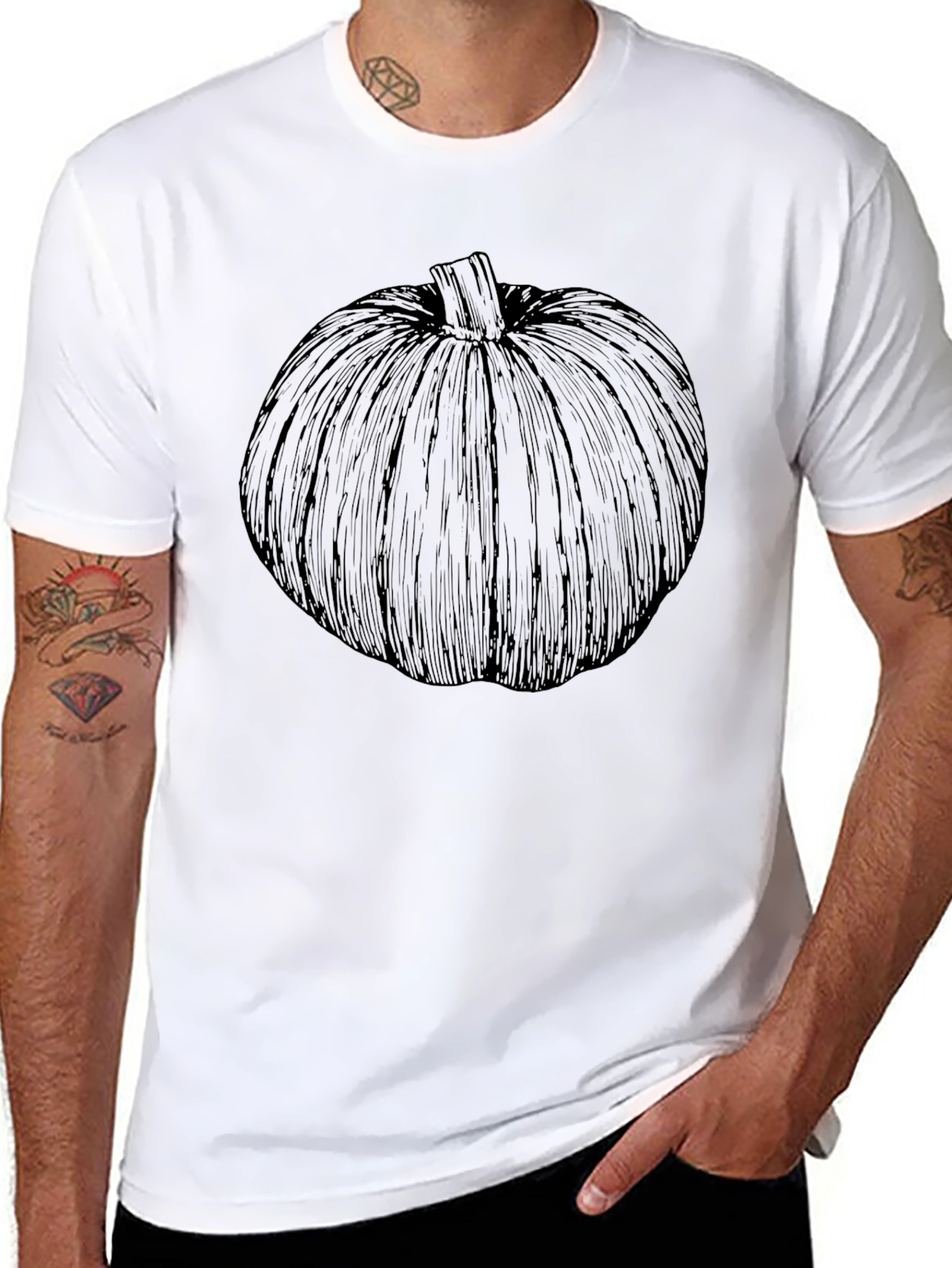 Black Pumpkin Graphic Tee - Stylish Halloween Shirt