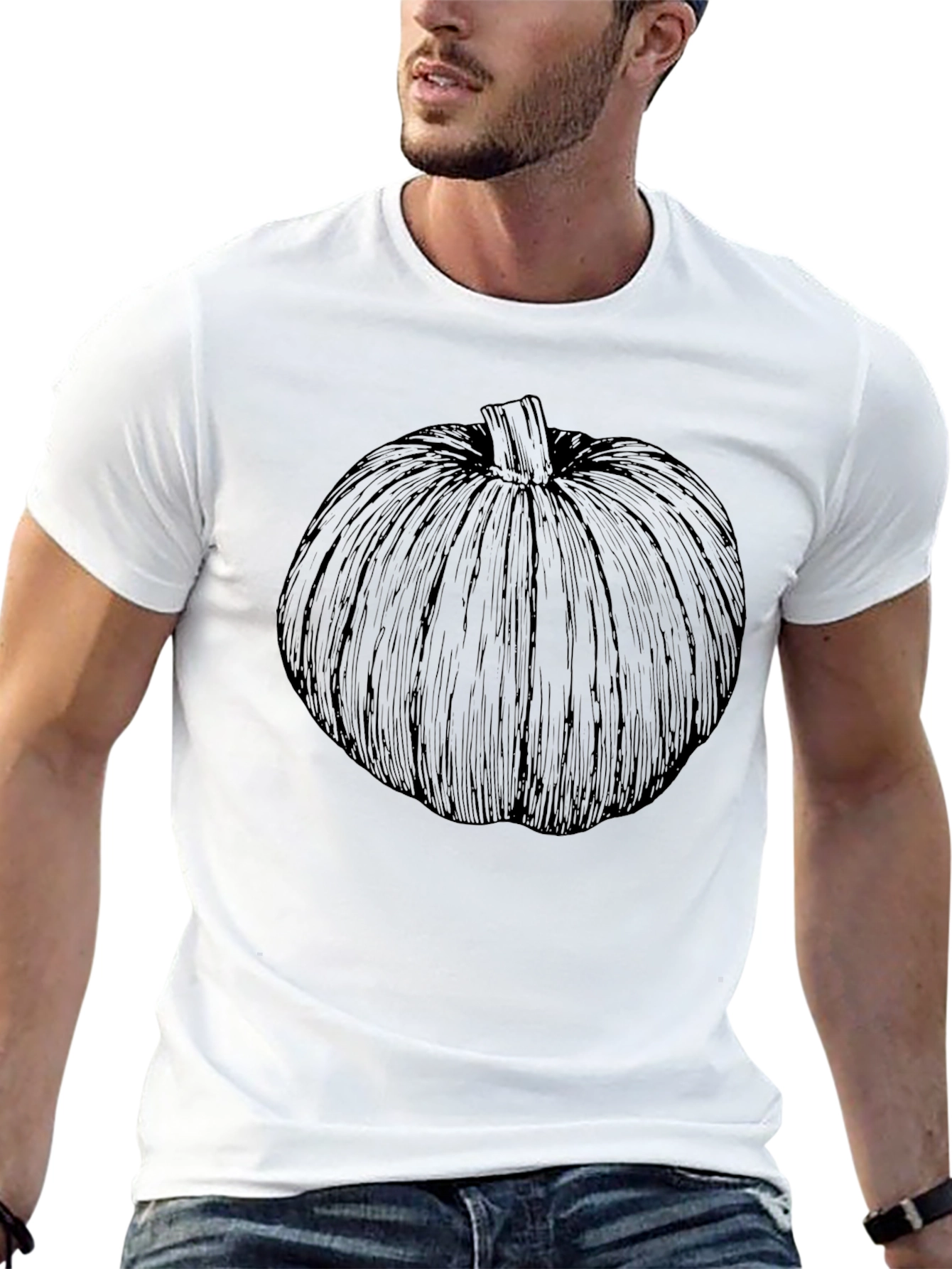 Black Pumpkin Graphic Tee - Stylish Halloween Shirt