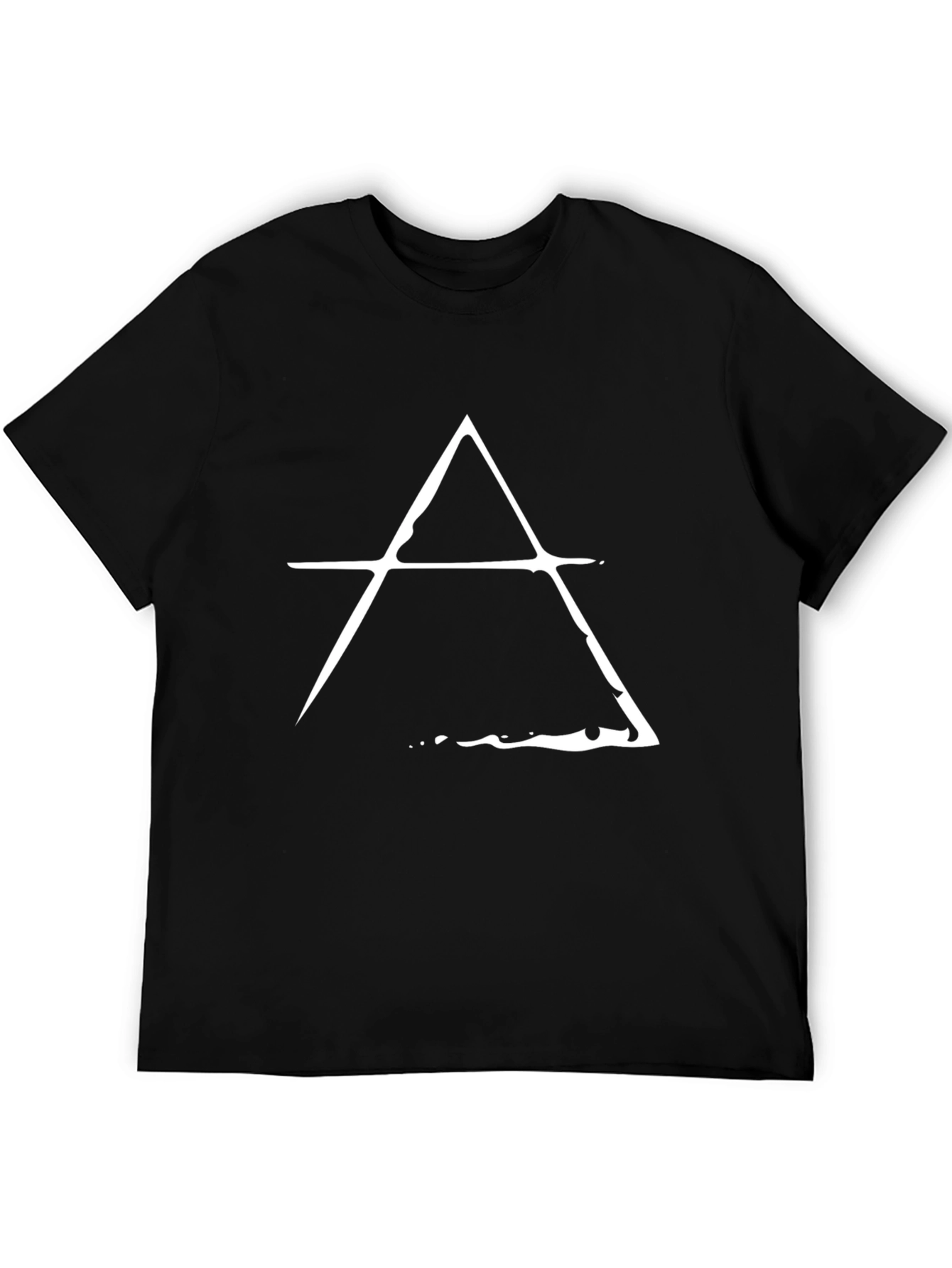 Mens Black T-Shirt with White Triangle Design