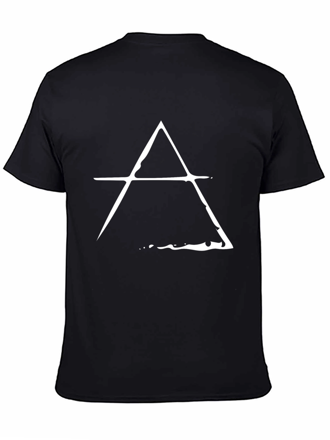 Mens Black T-Shirt with White Triangle Design