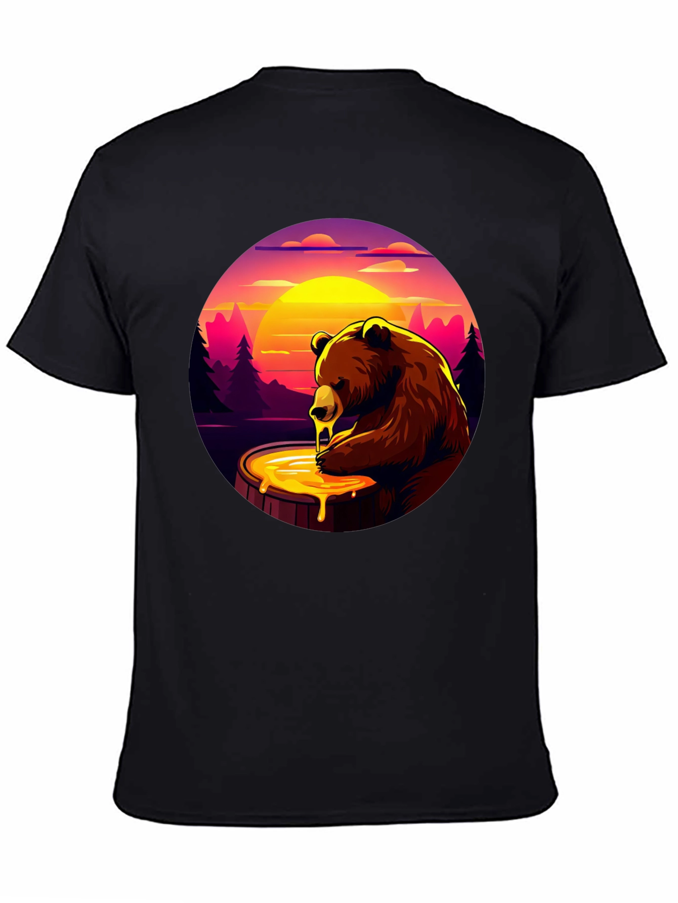 Honey Bear Graphic T-Shirt - Black